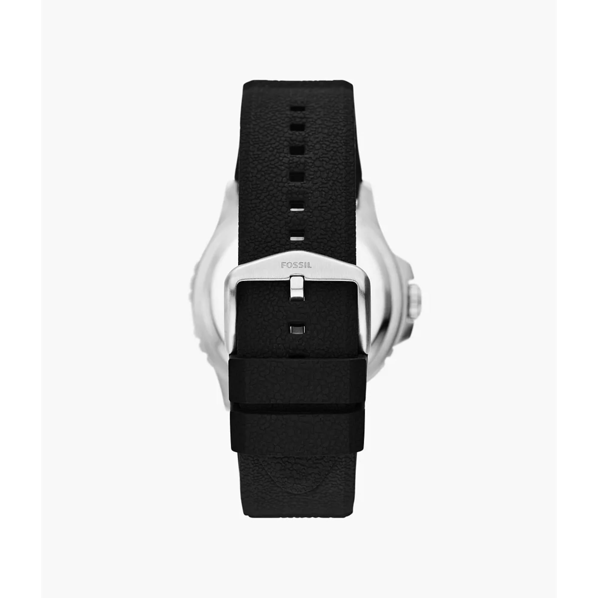 Fossil Blue GMT Black Silicone Black Dial Men’s Watch FS6036