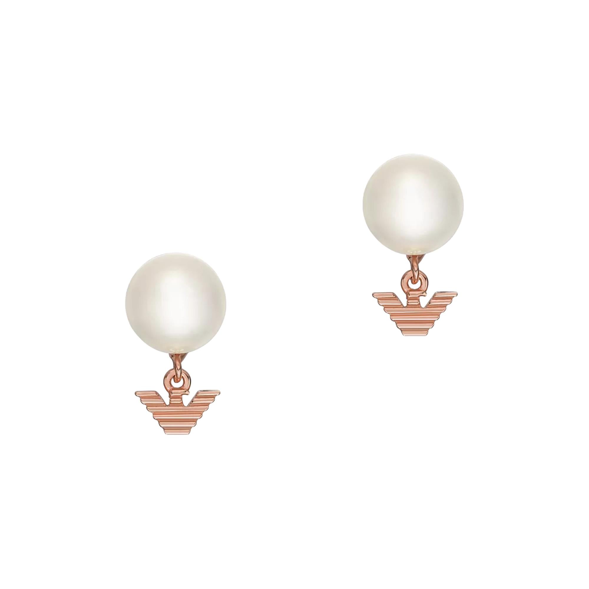 Emporio Armani White Pearl Stud Earrings EG3584221