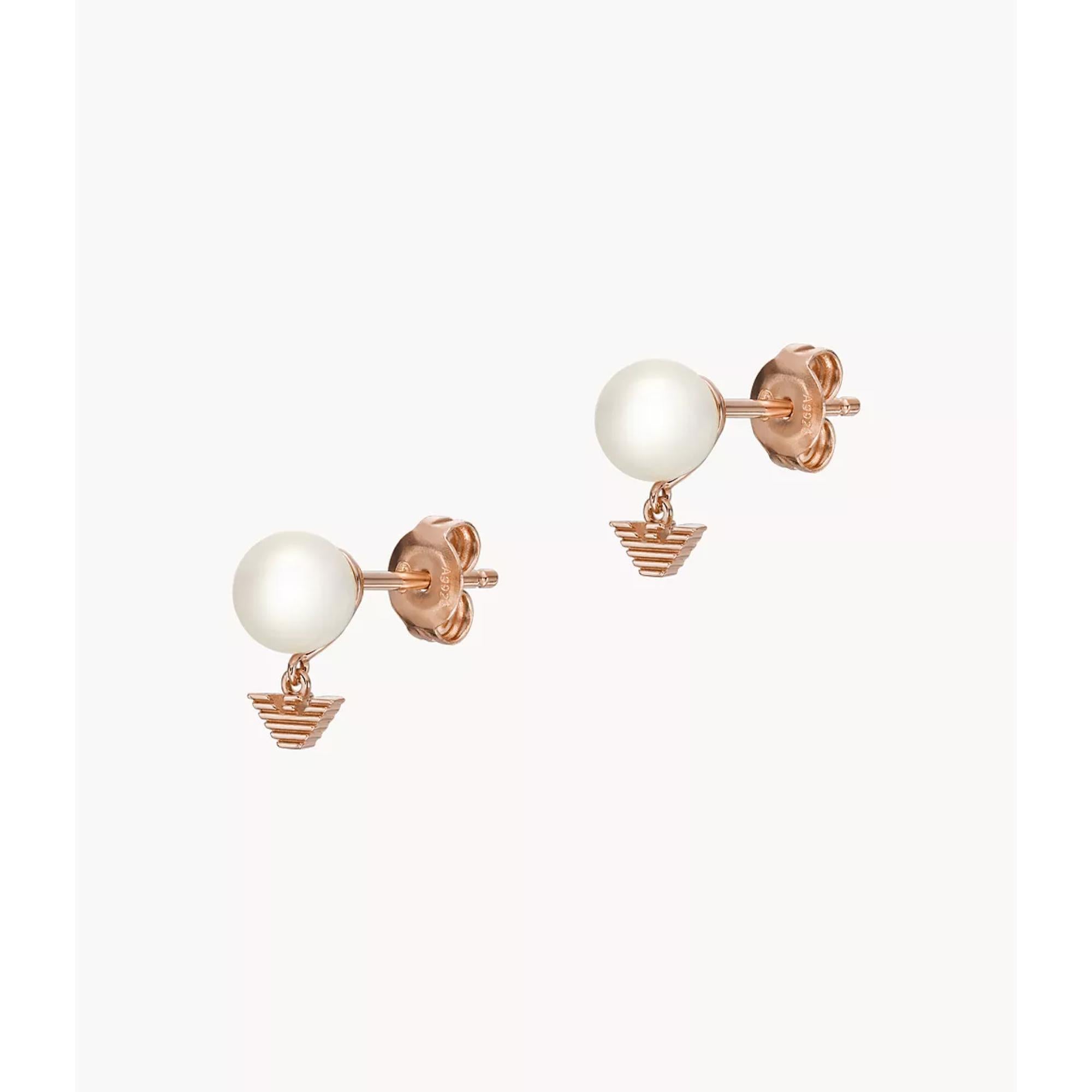 Emporio Armani White Pearl Stud Earrings EG3584221