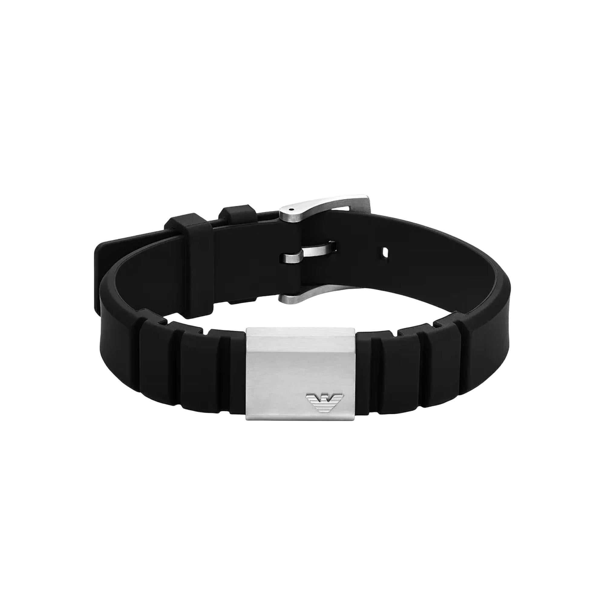 Emporio Armani Black Silicone and Stainless Steel ID Bracelet EGS3079040