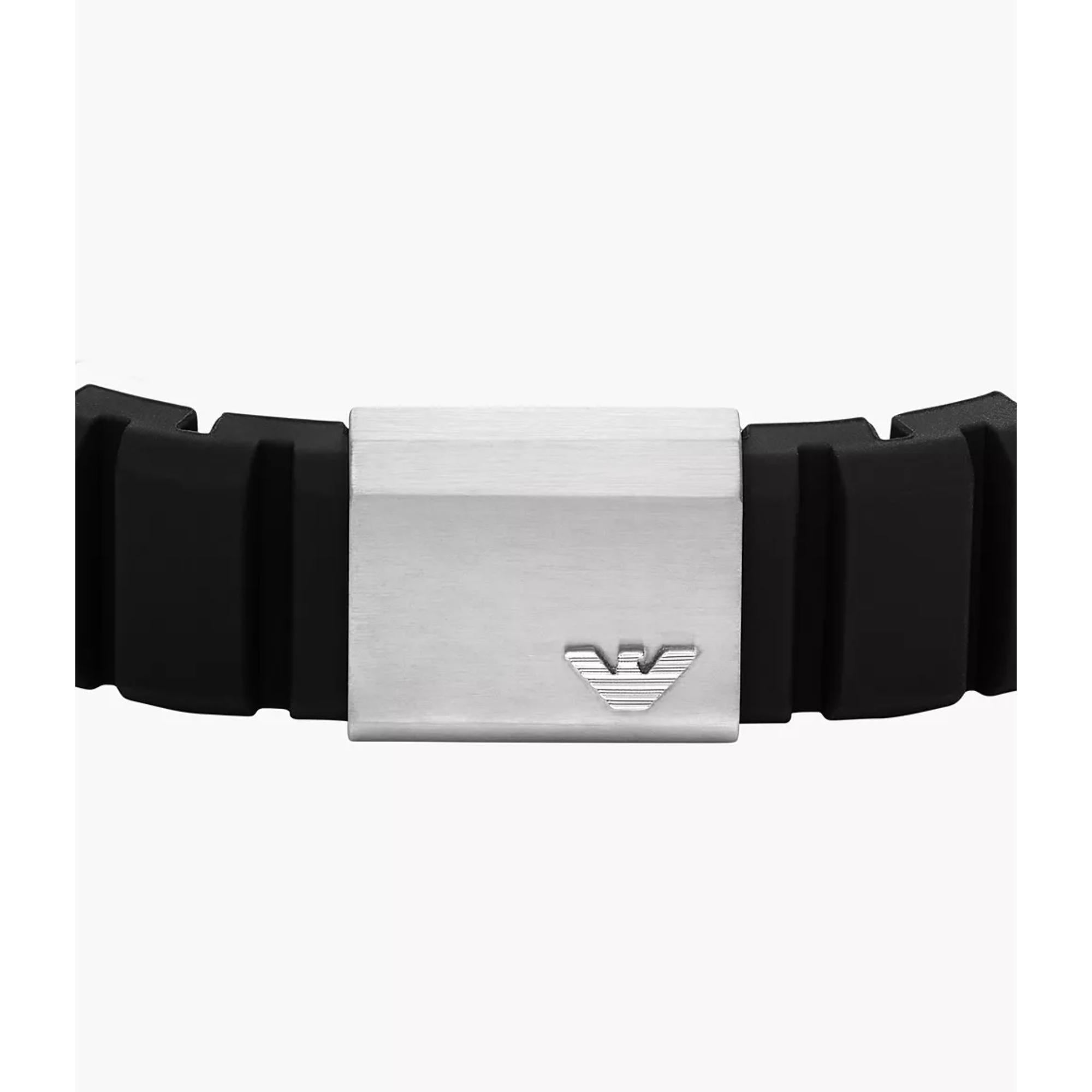Emporio Armani Black Silicone and Stainless Steel ID Bracelet EGS3079040