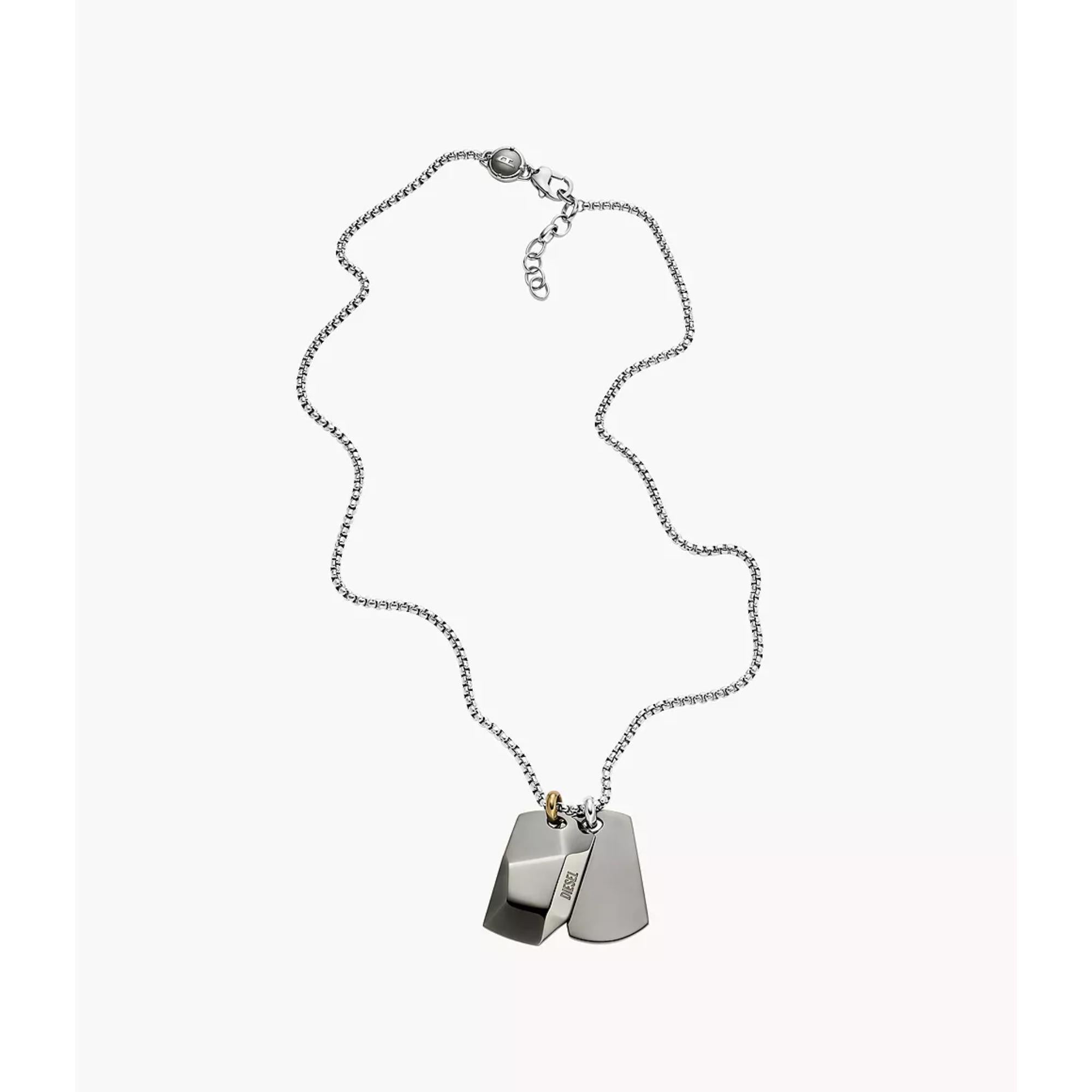 Diesel Stainless Steel Double Dog Tag  Men's Necklace DX1143040