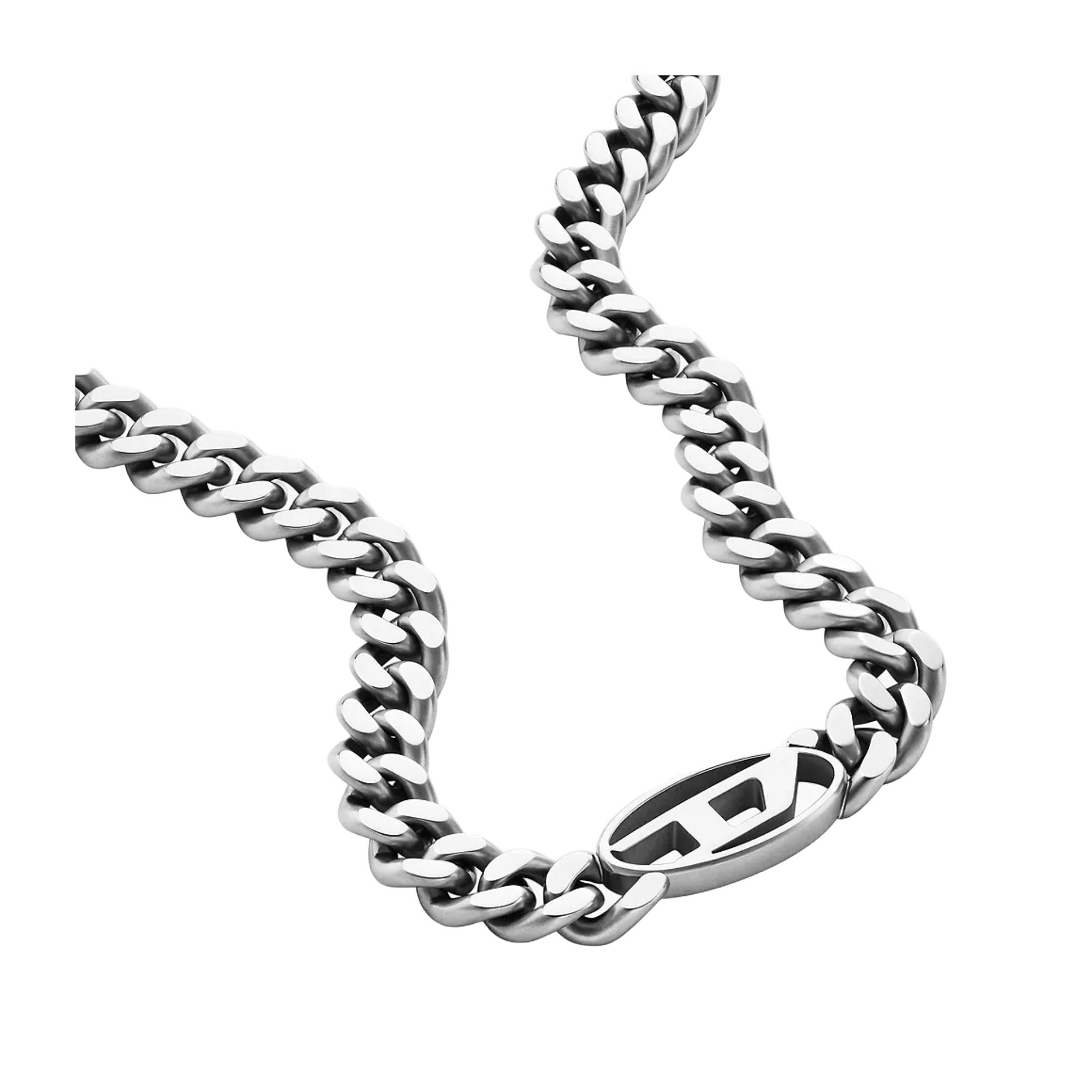 Diesel Oval D Logo Stainless Steel Choker Necklace DX1433040