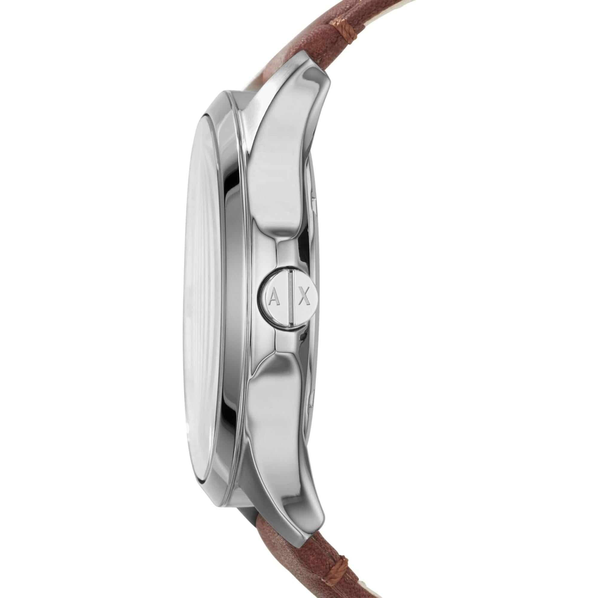 Armani Exchange Date Brown Leather Navy Blue Dial Men's Watch AX2133