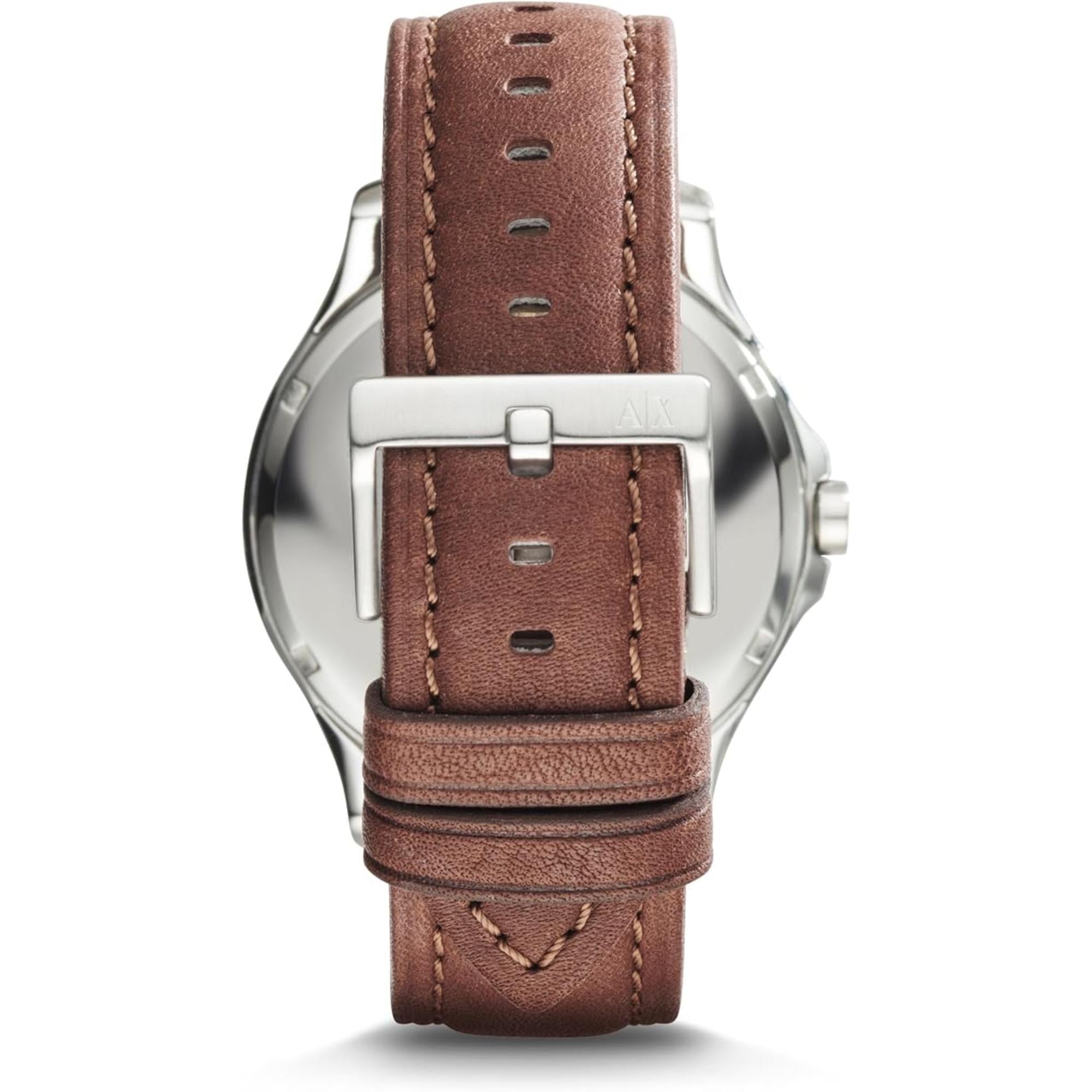 Armani Exchange Date Brown Leather Navy Blue Dial Men's Watch AX2133