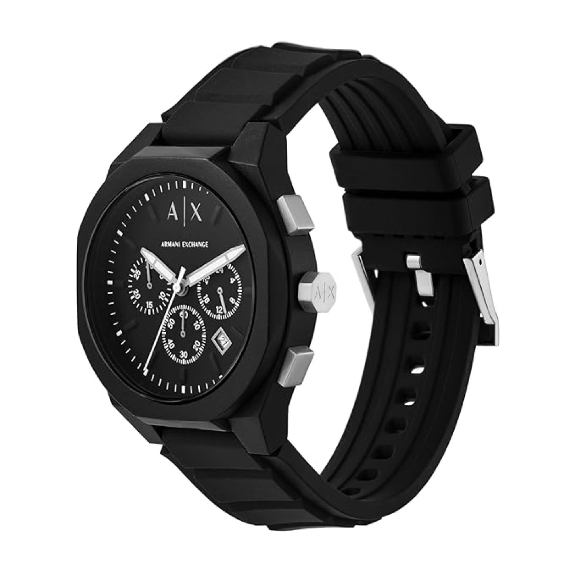 Armani Exchange Chronograph Black Silicone Strap Black Dial Men’s Watch AX4161