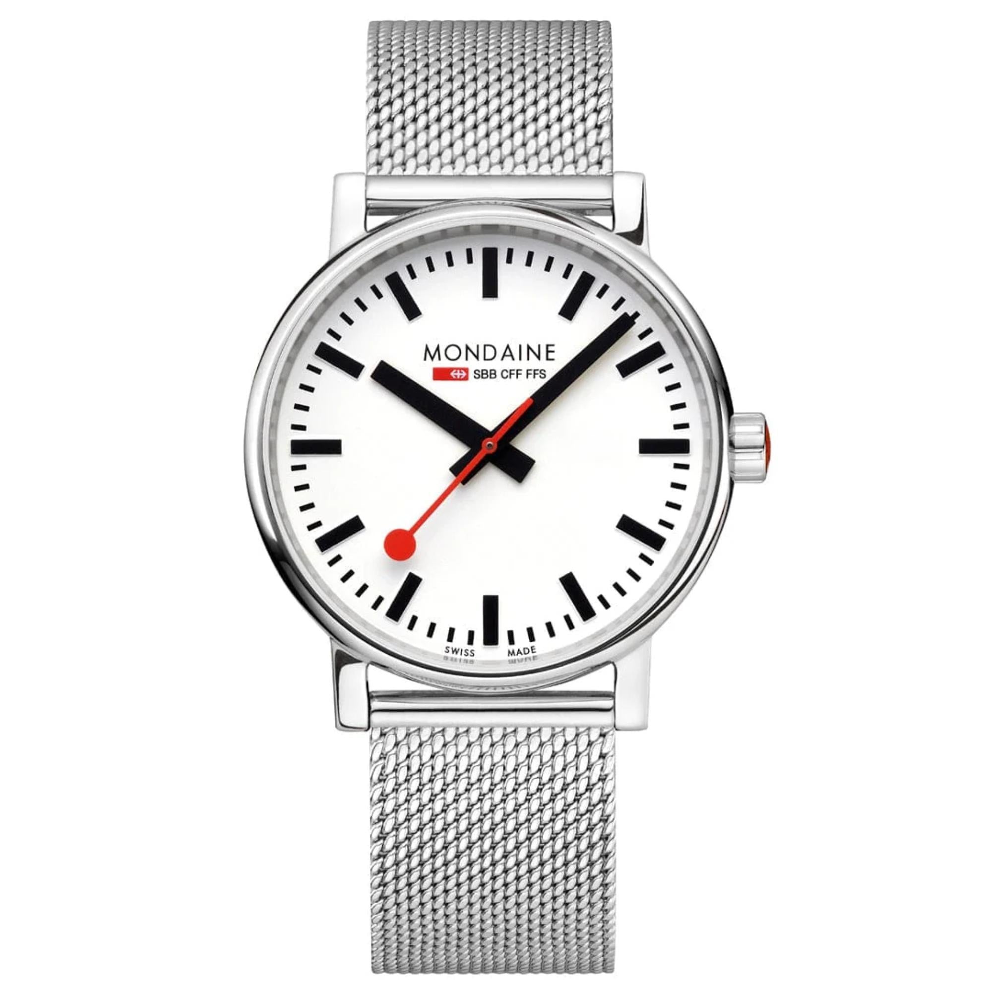Mondaine evo2 White Dial Stainless Steel Strap Men’s Watch MSE.40110.SM