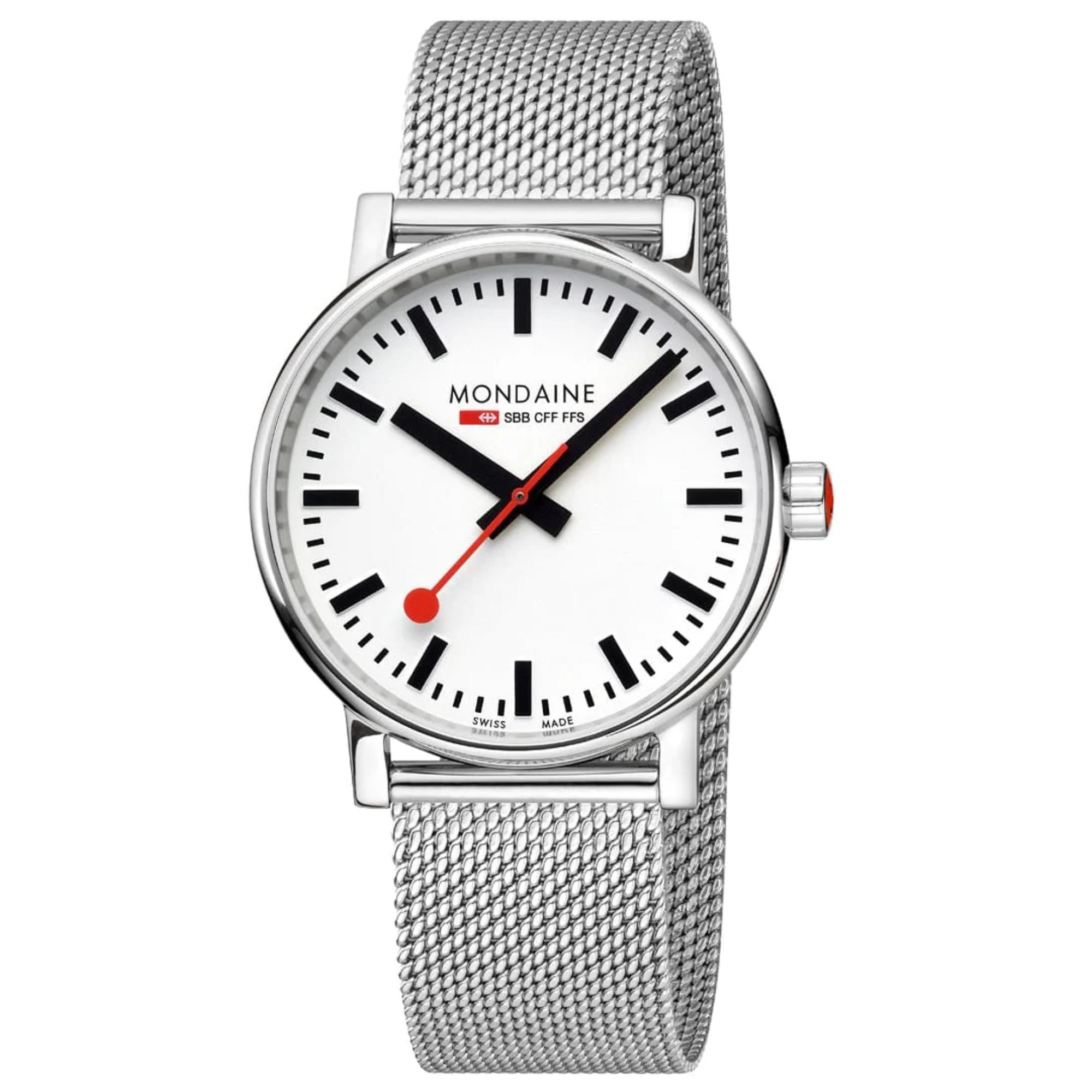 Mondaine evo2 White Dial Stainless Steel Strap Men’s Watch MSE.40110.SM