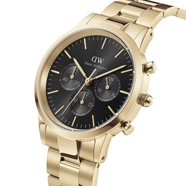 Daniel Wellington Iconic Chronograph Link Gold Black Sunray Dial Men’s Watch DW00100641