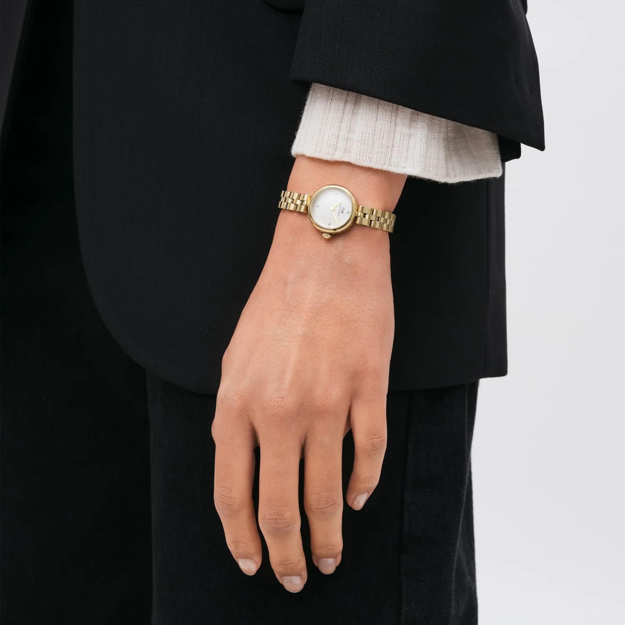 Daniel Wellington Elan Lumine Gold White Dial Stainless Steel Strap Women's Watch DW00100715