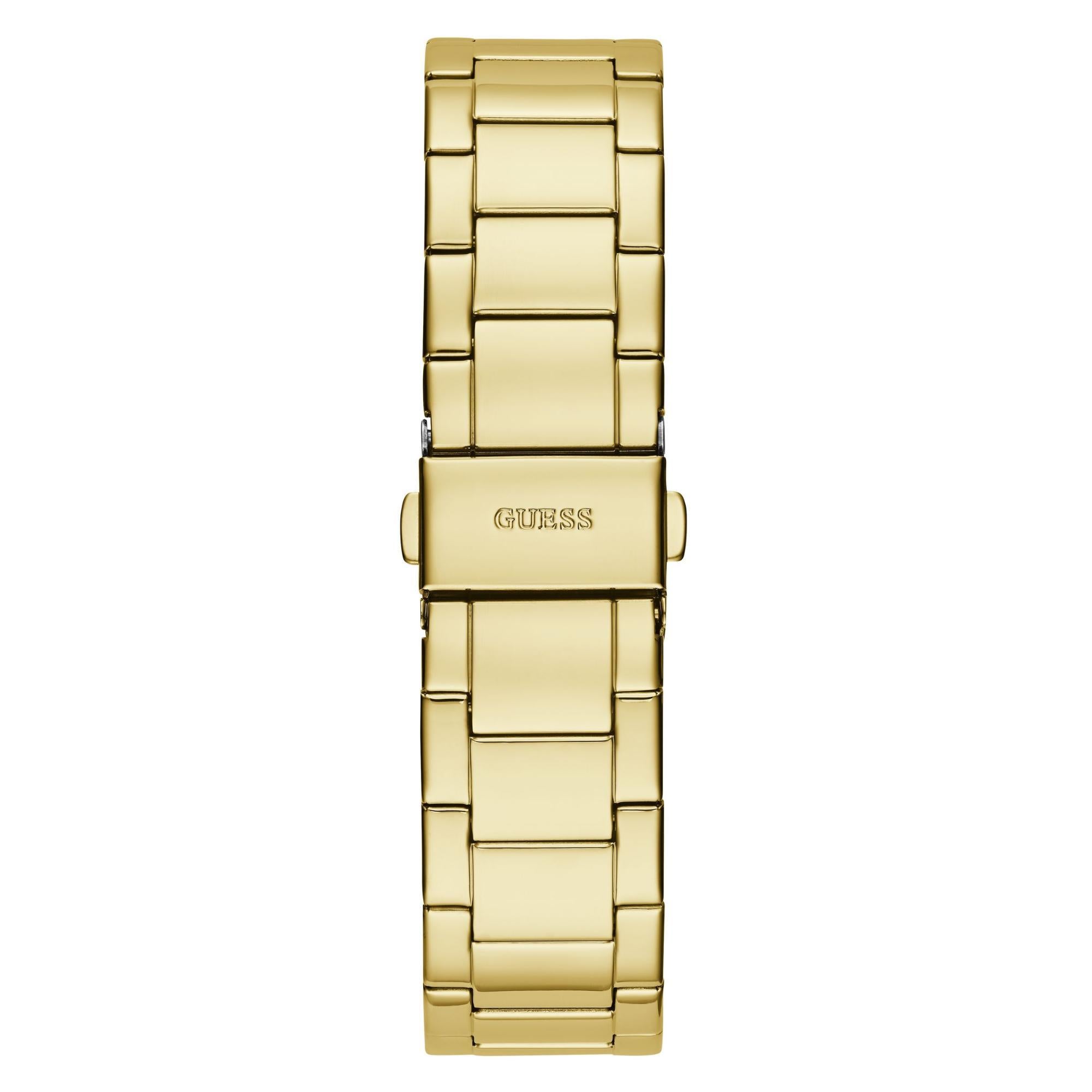 GUESS Gold Tone Multi-Function Stainless Steel Bracelet Champagne Dial Ladies Watch GW0320L2
