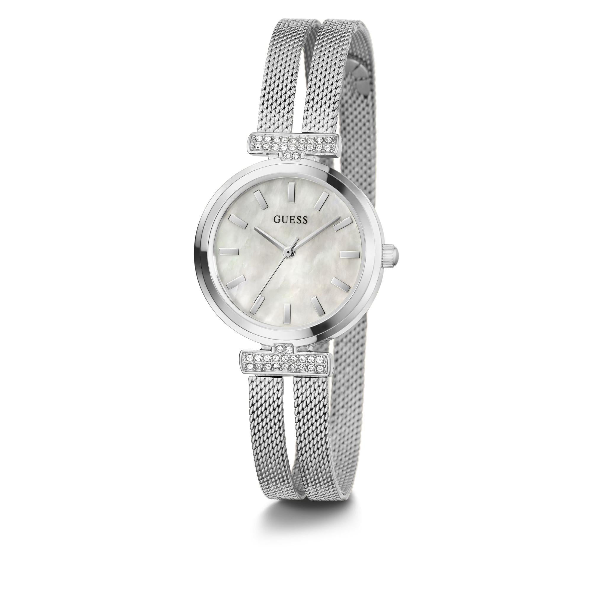 GUESS Ladies Array Mother of Pearl Dial Stainless Steel Strap Watch GW0471L1