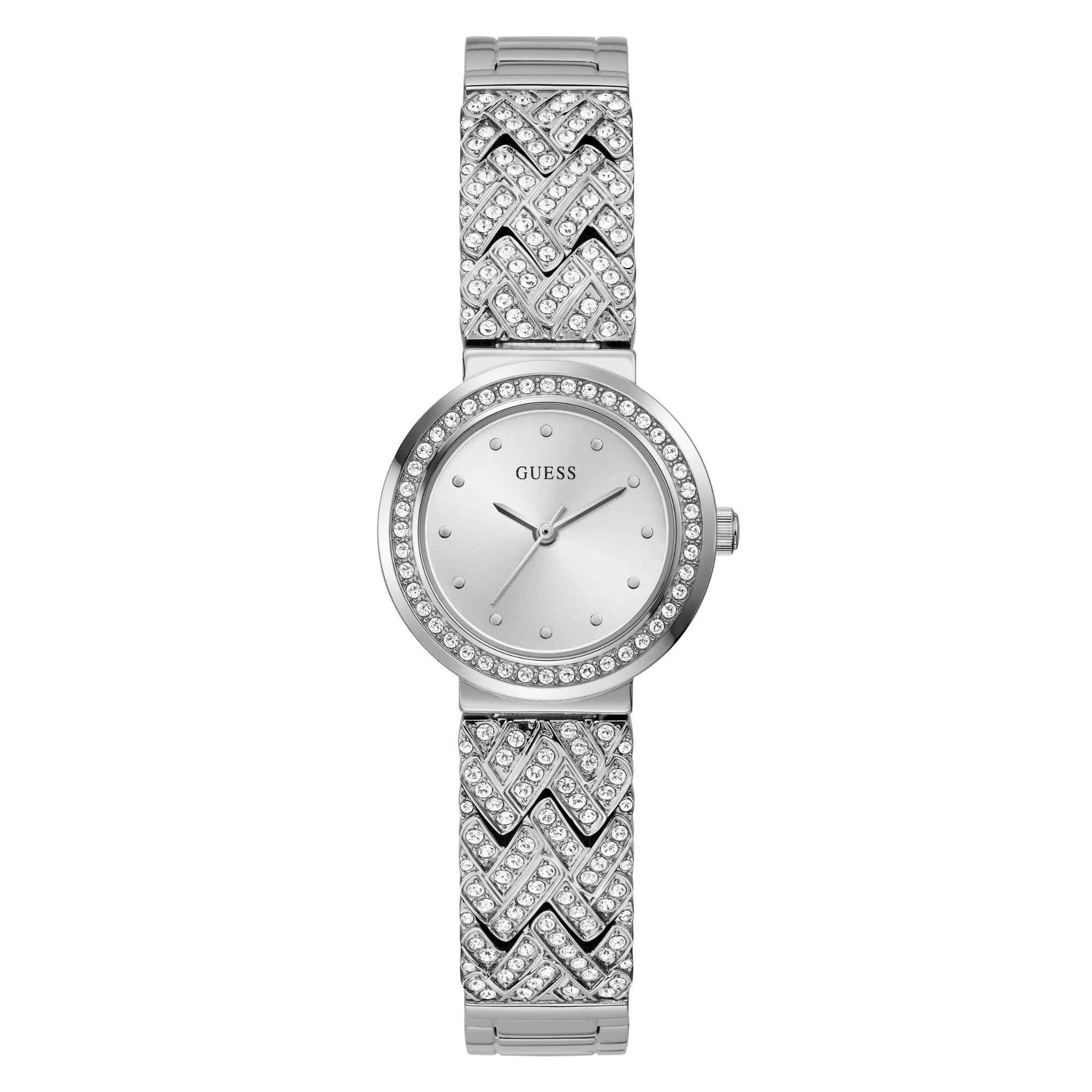 GUESS Ladies Silver Dial Analog Stainless Steel Strap Watch GW0476L1
