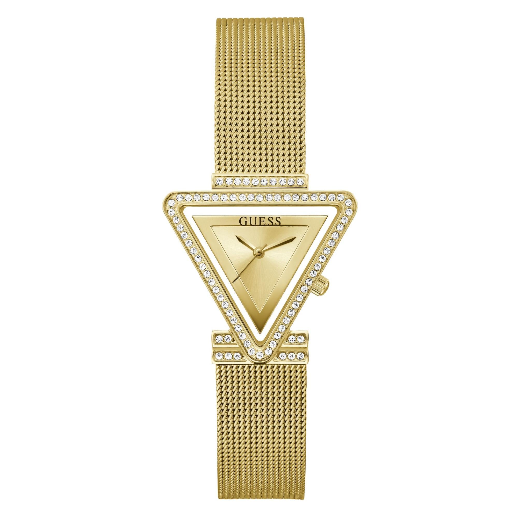 GUESS Ladies Gold Tone Analog Champagne Dial Watch with Stainless Steel Strap GW0508L2
