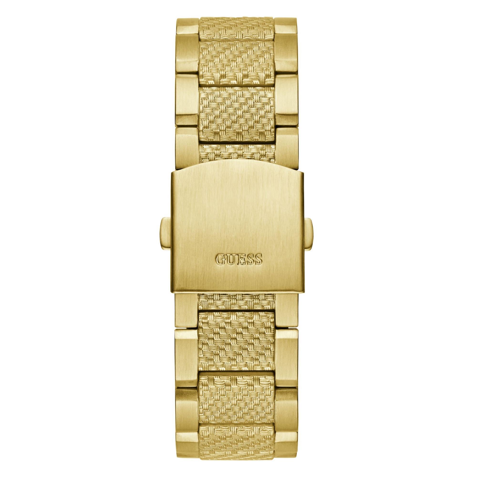 GUESS Gold 2-Tone Multi-Function Stainless Steel Black Dial Men's Watch GW0636G2