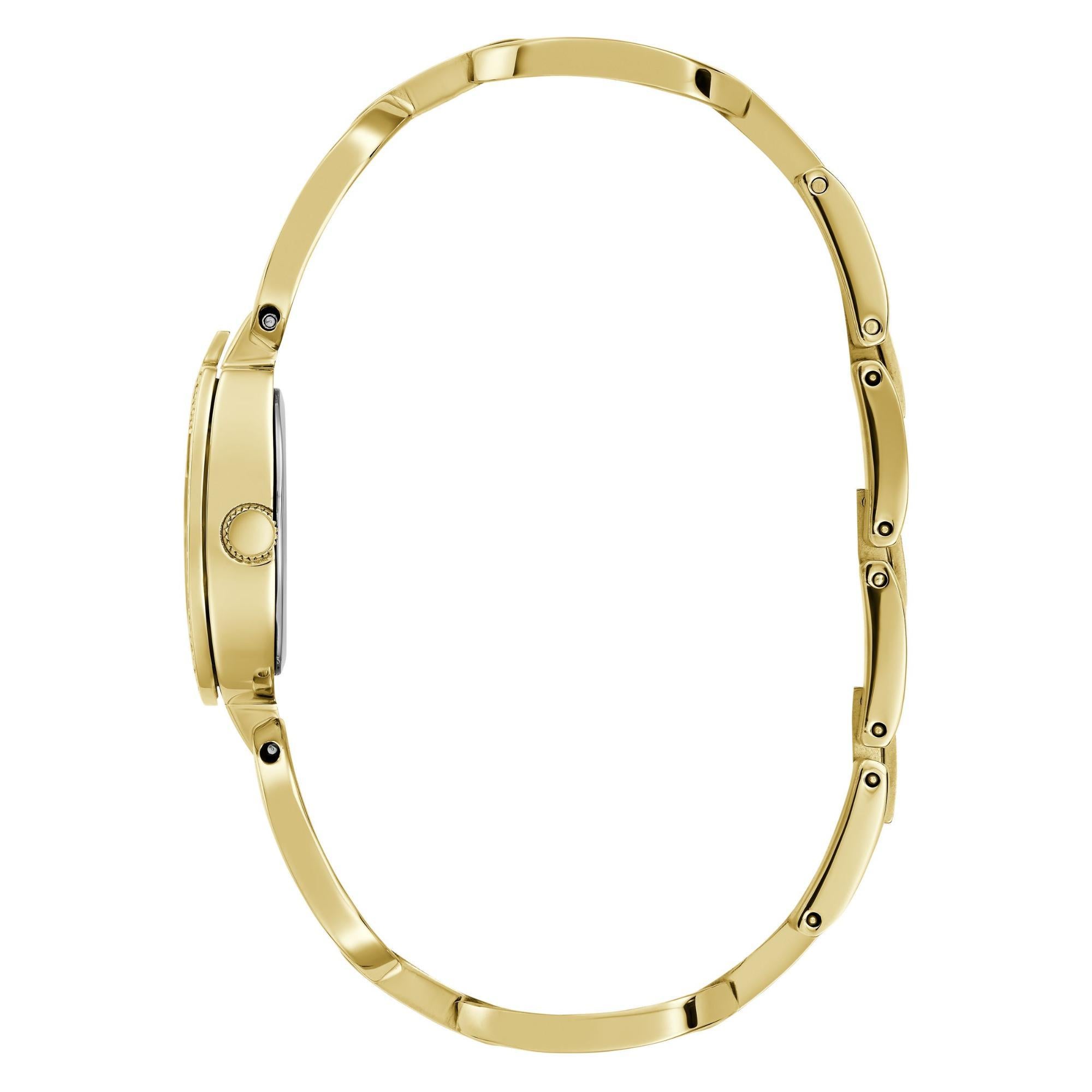GUESS Gold Tone Analog Silver Dial with Crystal Accents Ladies Watch GW0683L2
