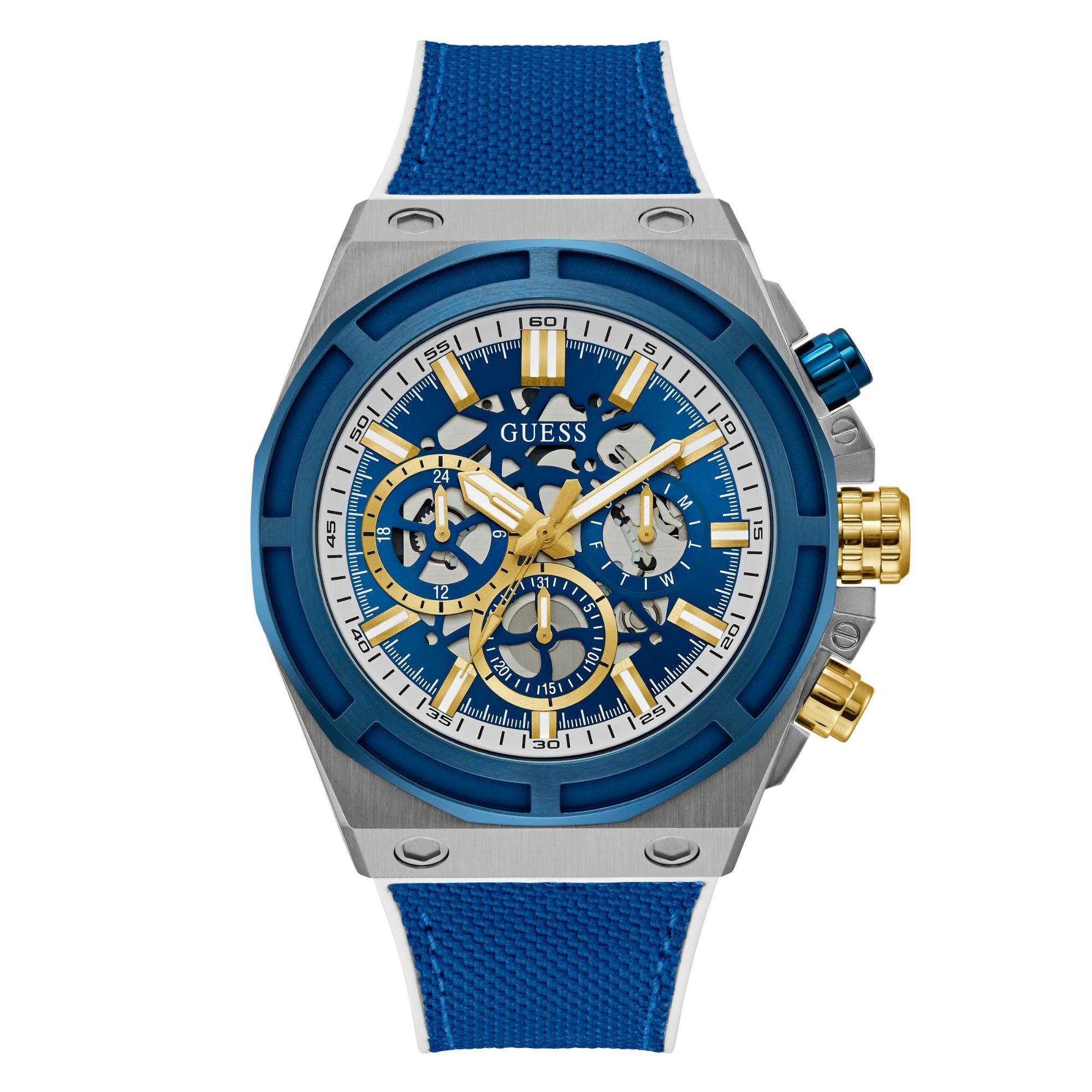 GUESS Blue Dial Two-Tone Multi-Function with Chronograph Men's Watch GW0713G1