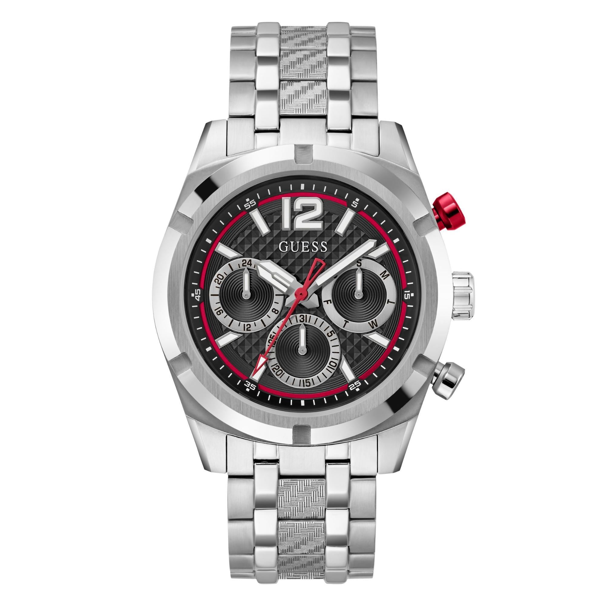 GUESS Silver Tone Multi-Function Black Dial with Chronograph Men's Watch GW0714G1