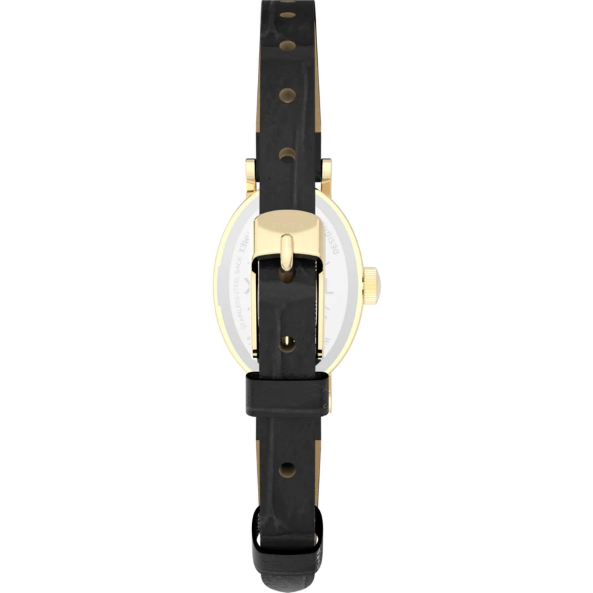 Timex Cavatina White Dial Black Leather Strap Women's Watch TW2W78300