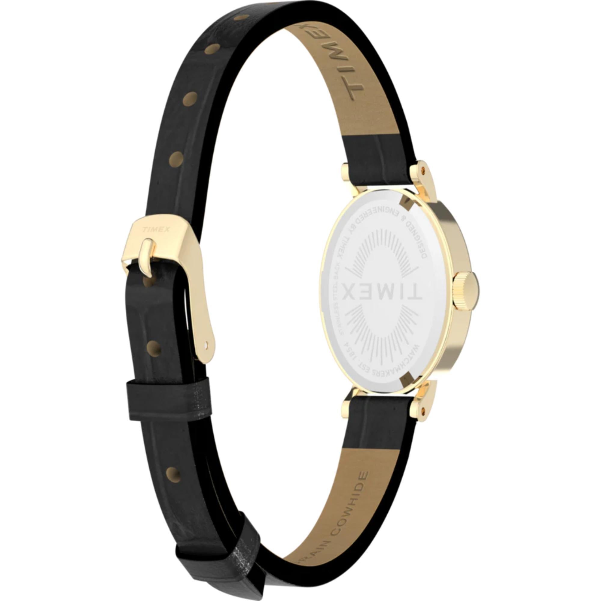 Timex Cavatina White Dial Black Leather Strap Women's Watch TW2W78300