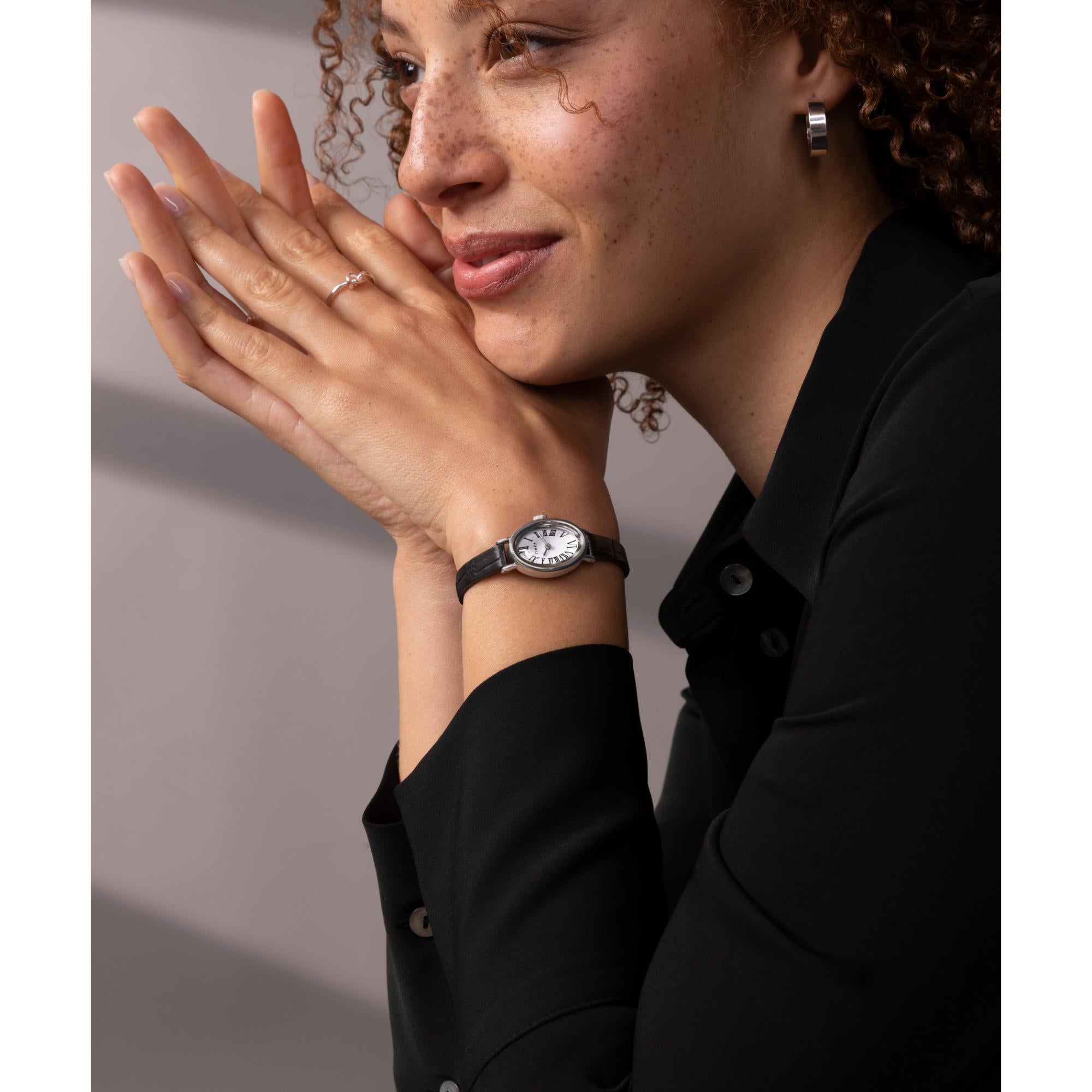 Timex Cavatina White Dial Black Leather Strap Women's Watch TW2W78400