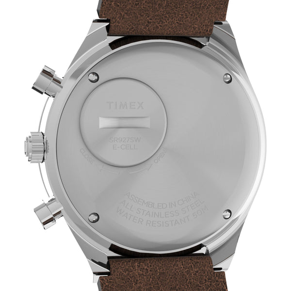 Timex Q Diver-Inspired Chrono Cream Dial Brown Leather Strap Men's Watch TW2V42800