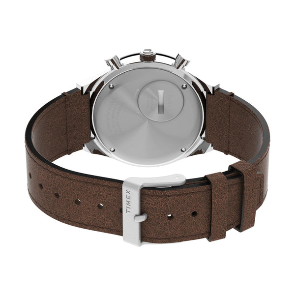 Timex Q Diver-Inspired Chrono Cream Dial Brown Leather Strap Men's Watch TW2V42800