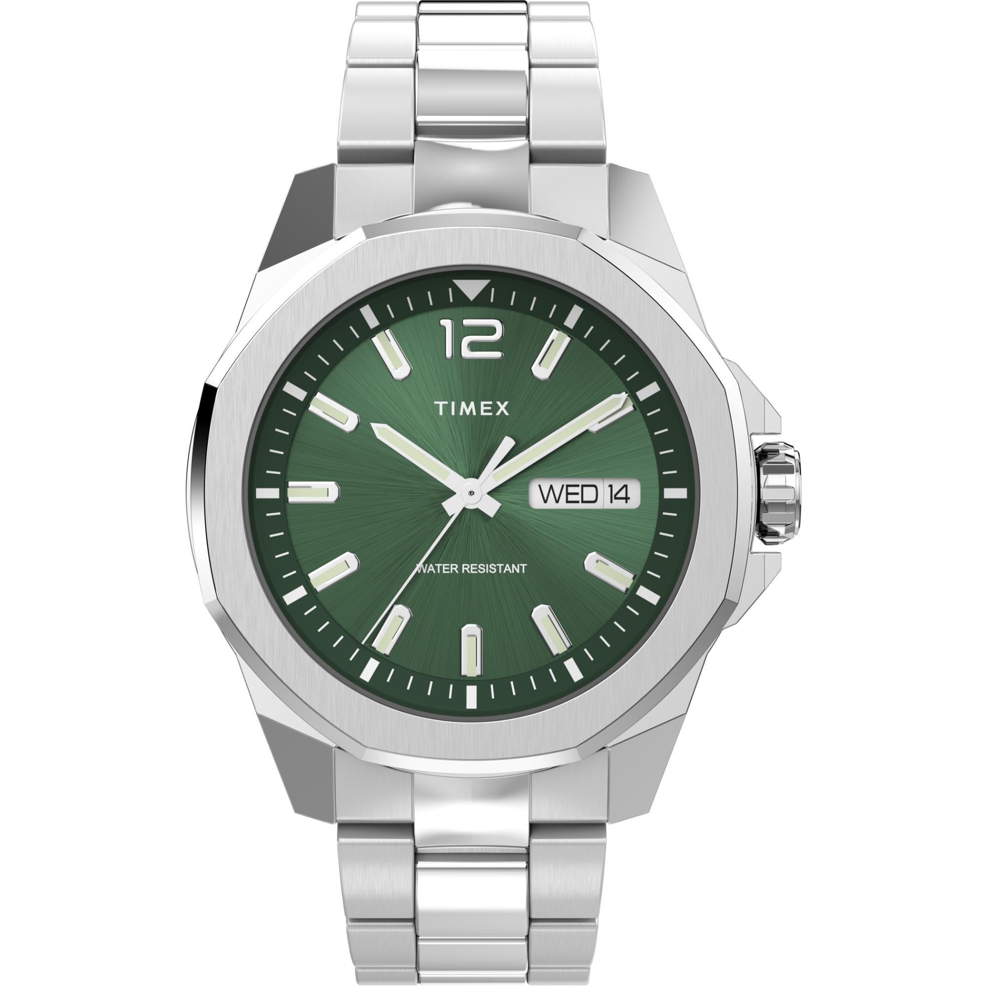 Timex Essex Ave Quartz Green Dial Steel Strap Men's Watch TW2W13900