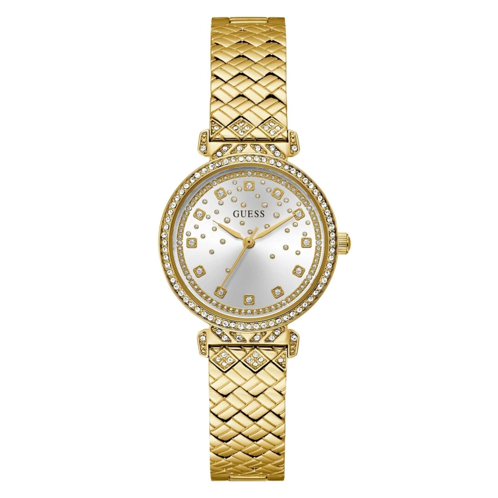 GUESS Enchantment Gold Tone Recycled Steel Silver Dial Ladies Watch  GW0763L2
