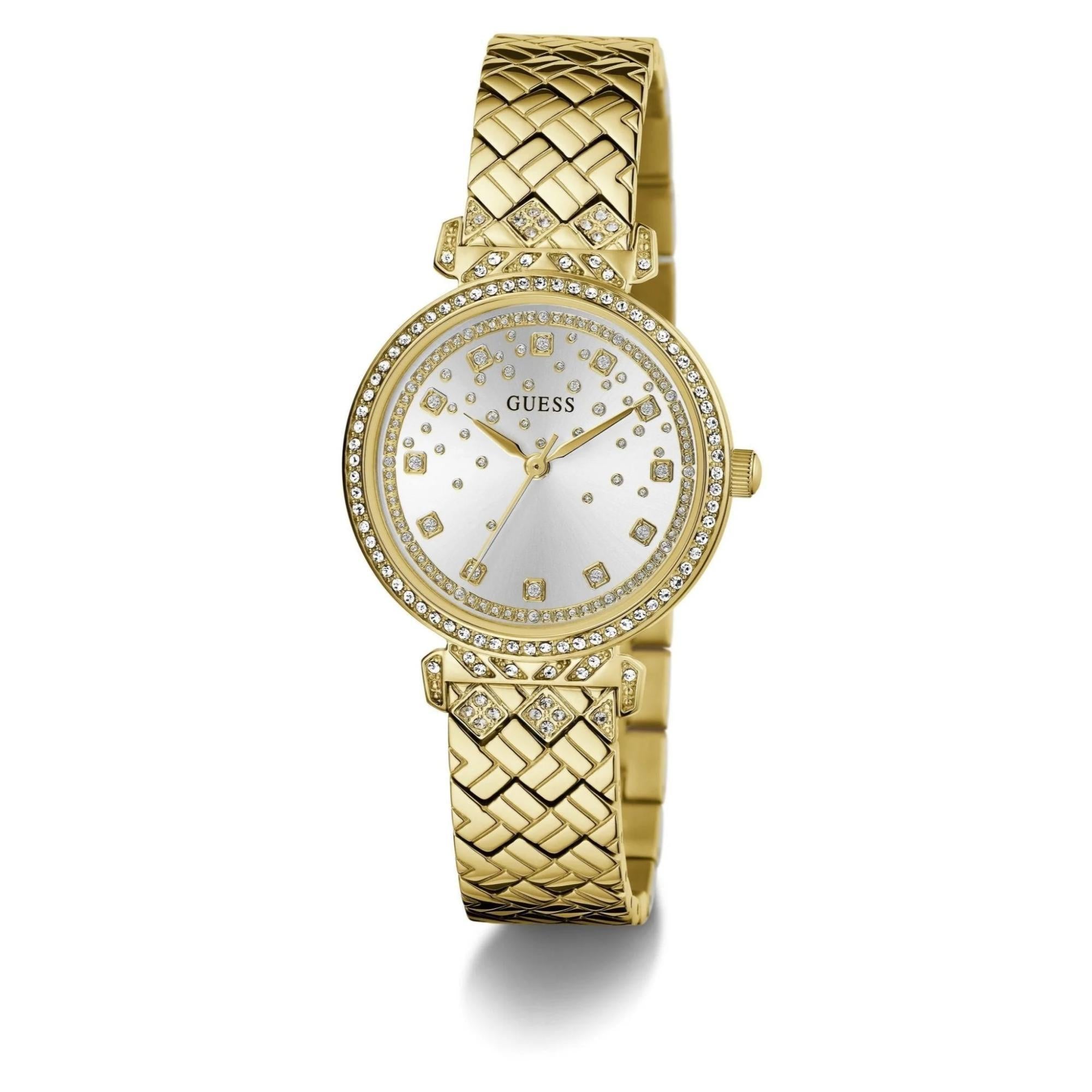 GUESS Enchantment Gold Tone Recycled Steel Silver Dial Ladies Watch  GW0763L2