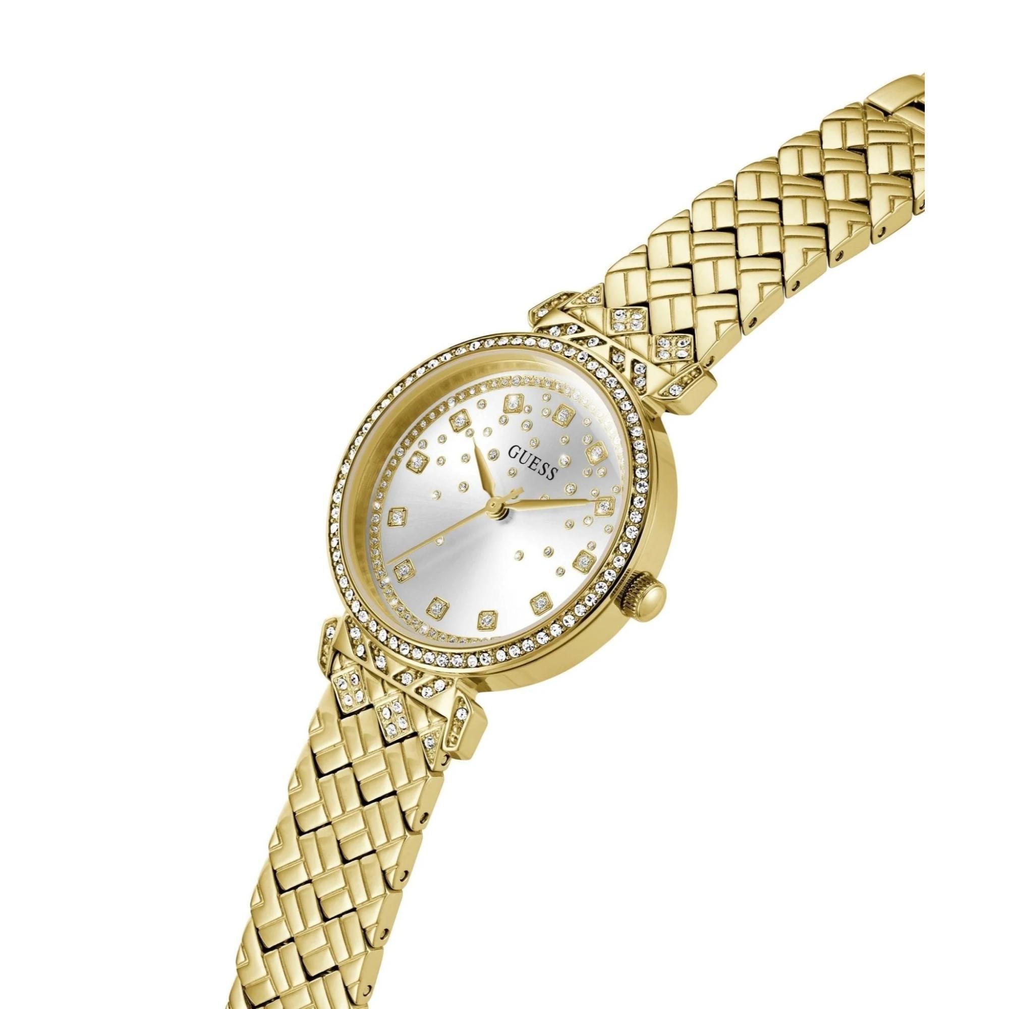 GUESS Enchantment Gold Tone Recycled Steel Silver Dial Ladies Watch  GW0763L2