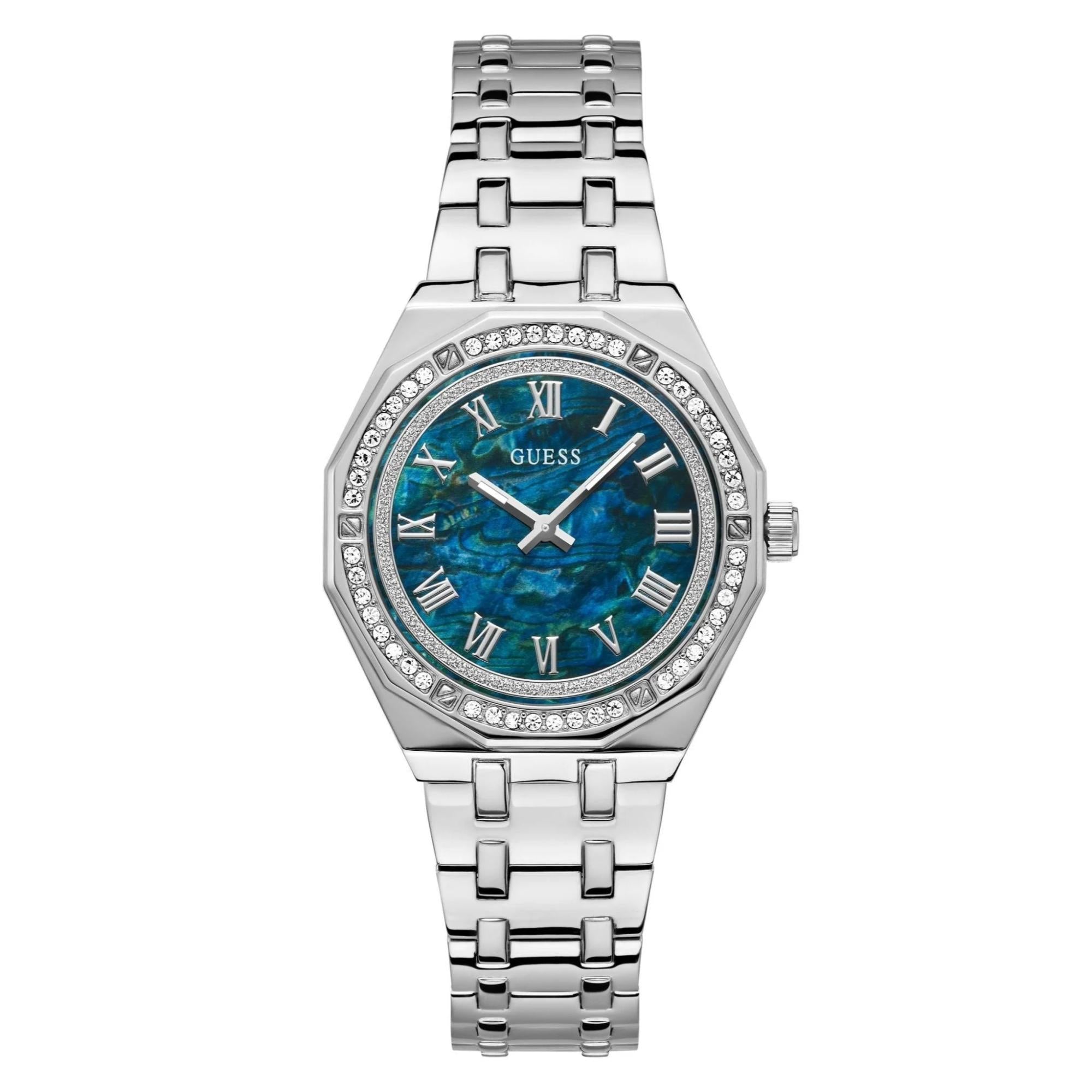 GUESS Silver Tone Analog Blue Dial Ladies Watch GW0770L1