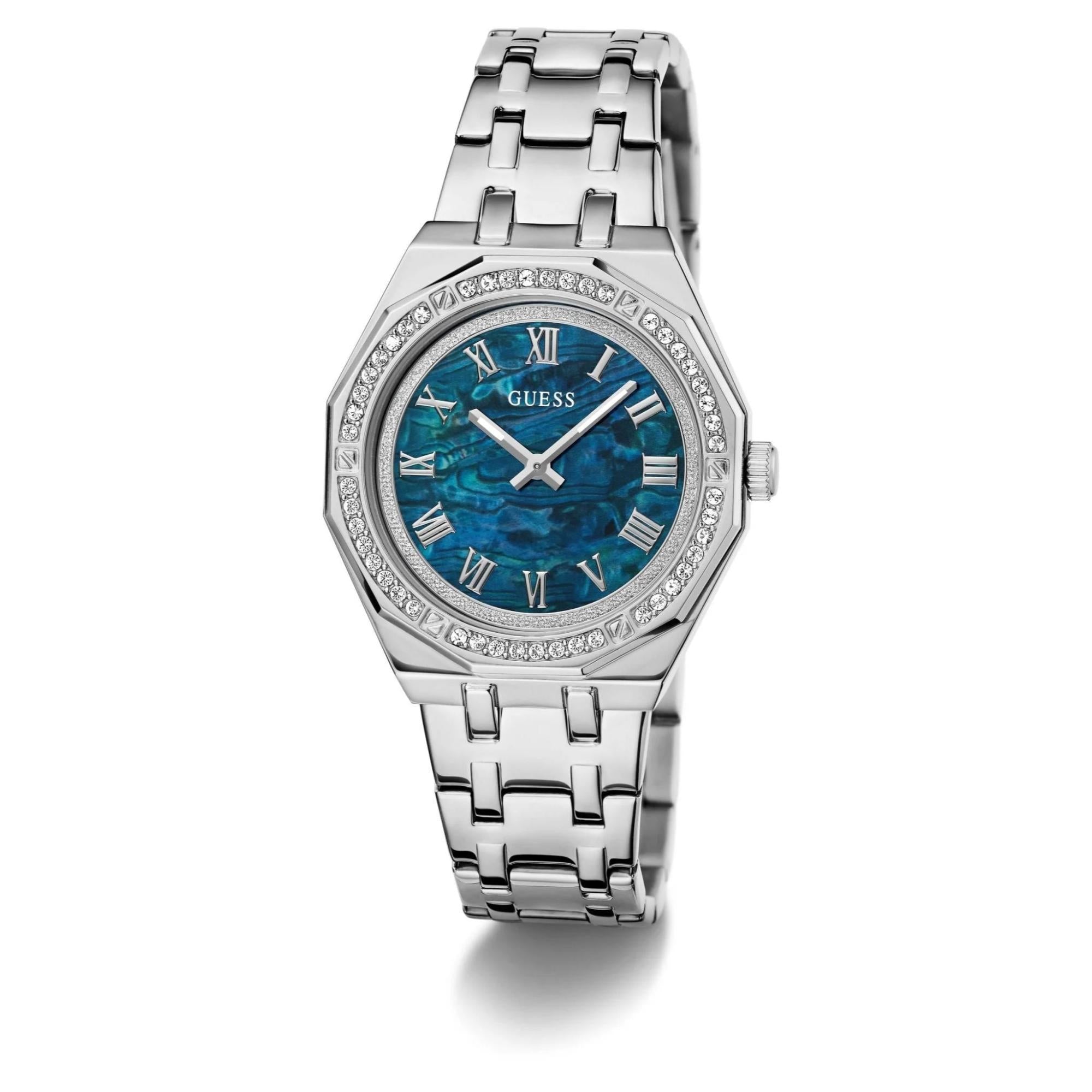 GUESS Silver Tone Analog Blue Dial Ladies Watch GW0770L1