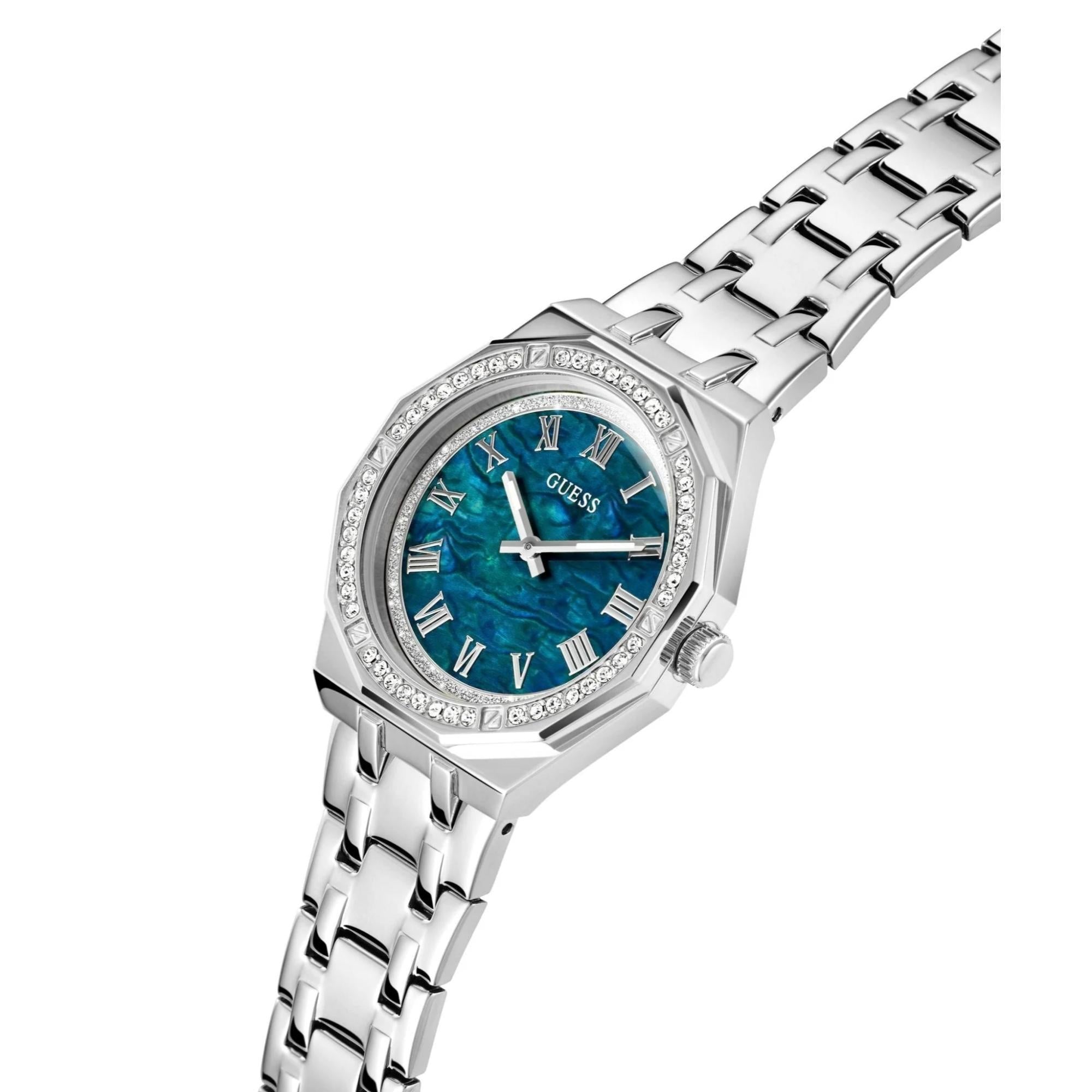 GUESS Silver Tone Analog Blue Dial Ladies Watch GW0770L1