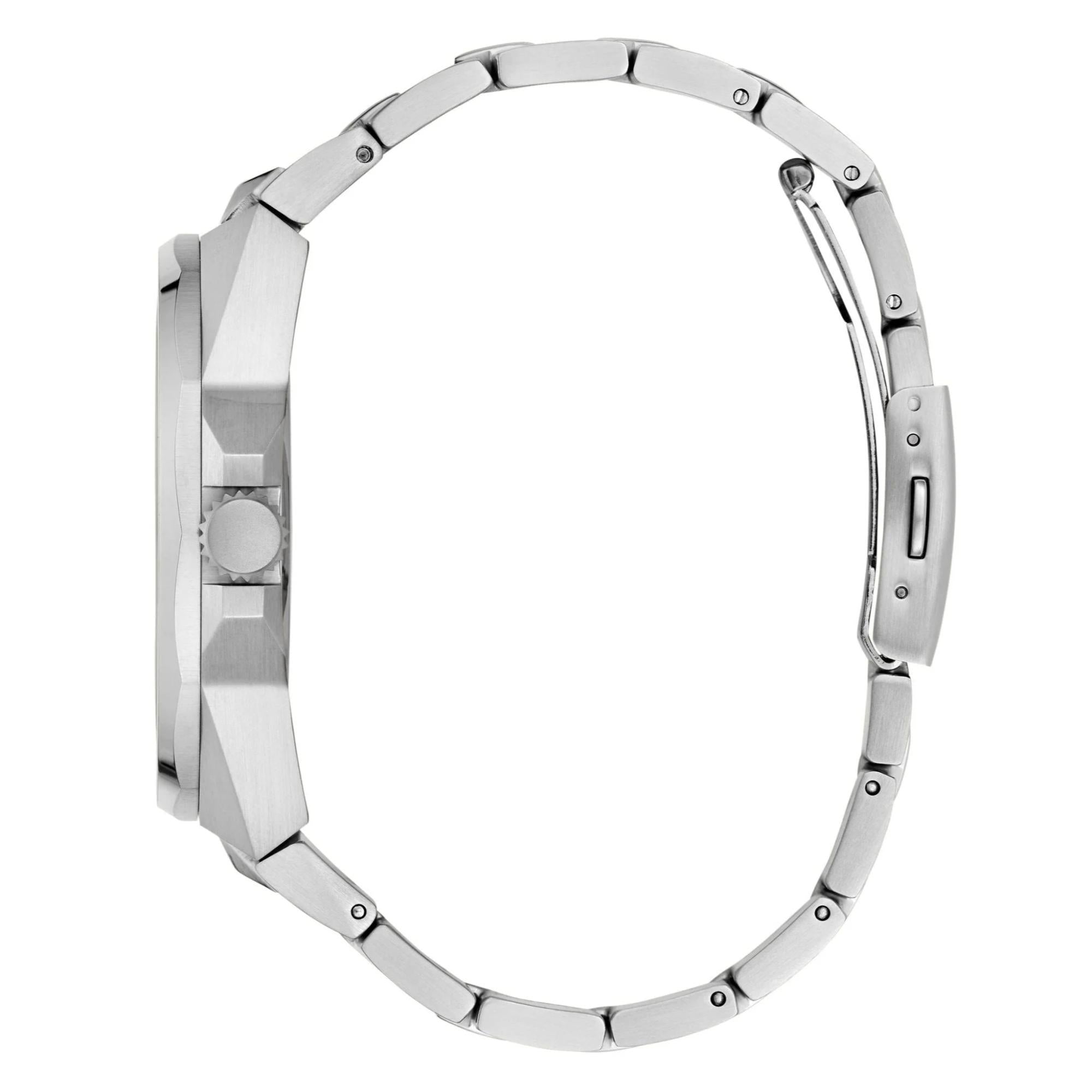 GUESS Multifunction Gents Dashboard Silver Tone Recycled Steel Strap Black Dial Men’s Watch GW0798G1