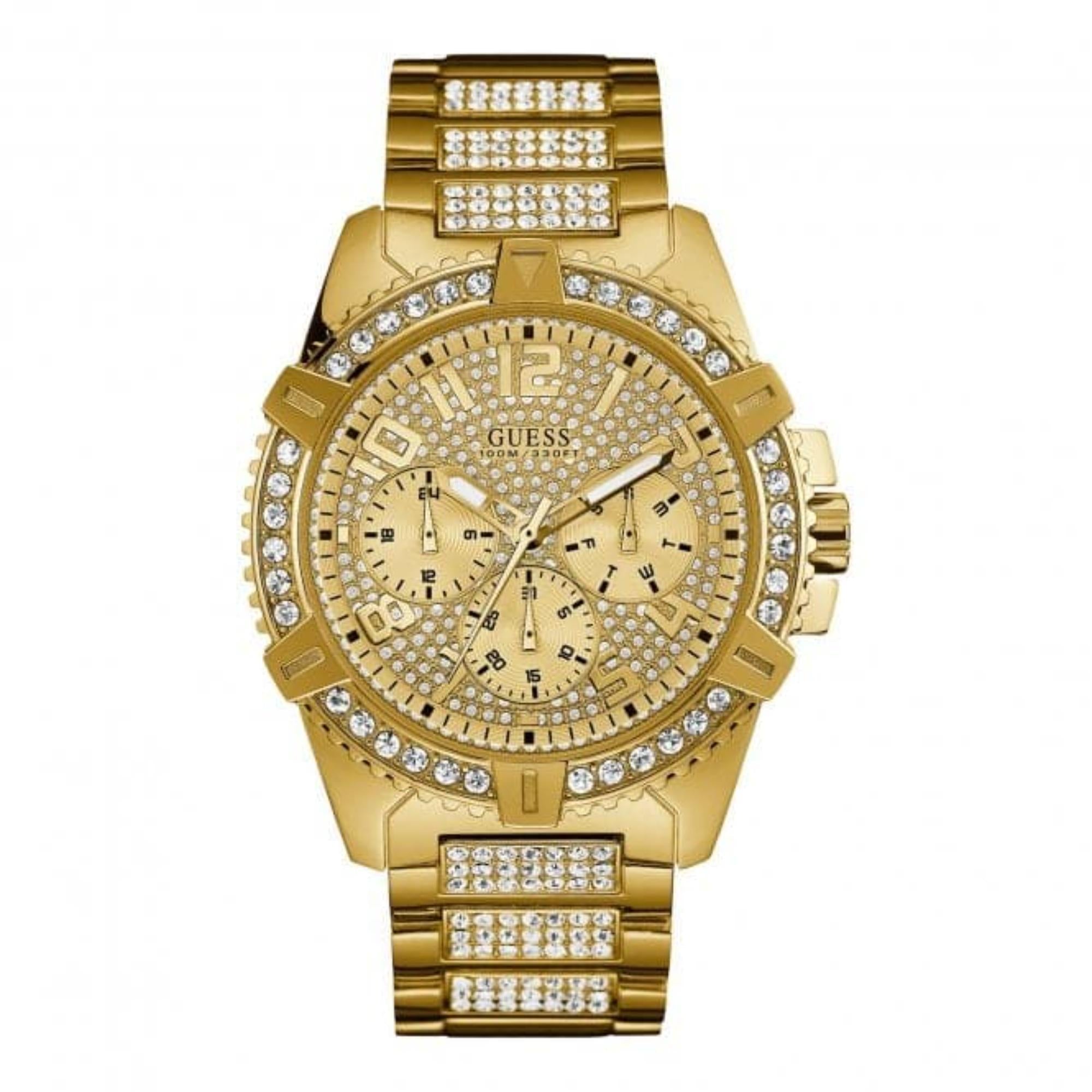 GUESS Stainless Steel Gold Tone Dial Men’s Watch W0799G2