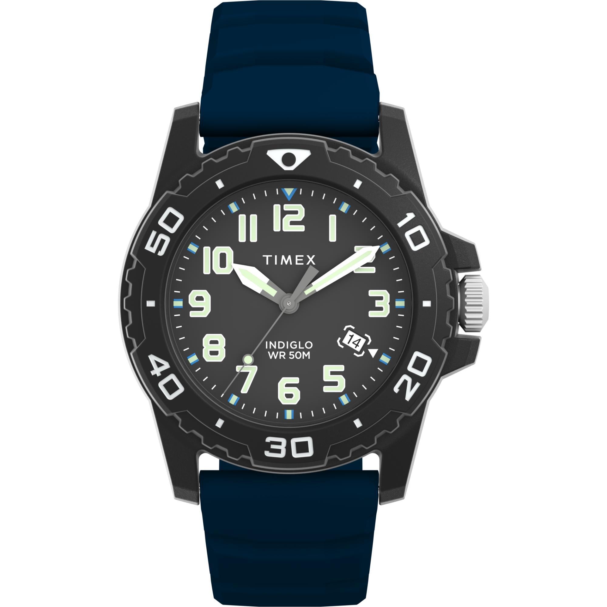 Timex Diver Style Analog Blue Silicone Strap Men’s Watch TW5M61100 