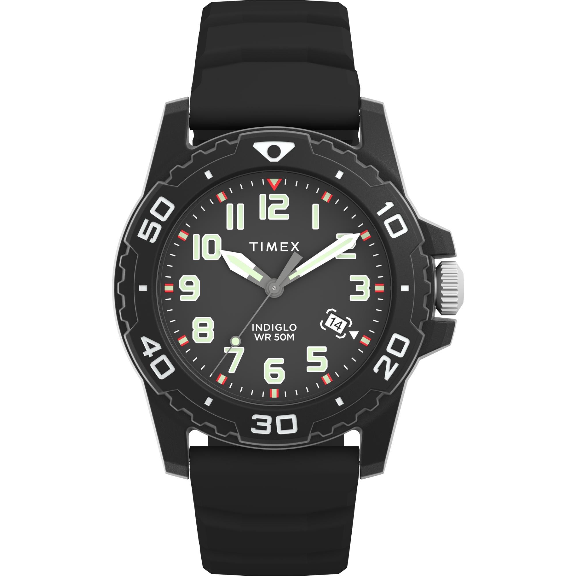 Timex Diver Style Analog Black Dial Silicone Strap Men’s Watch TW5M61200