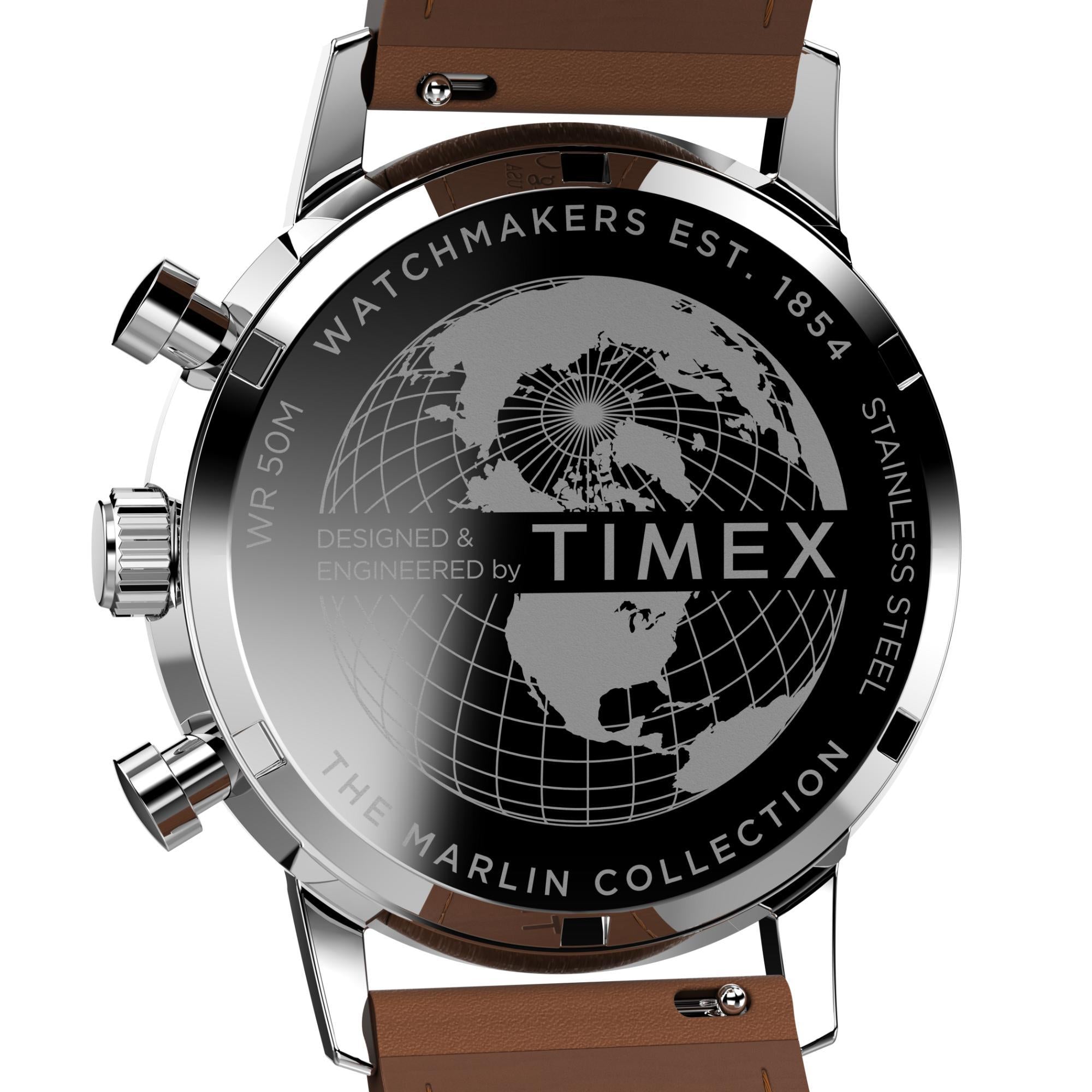 Timex Marlin Quartz Chronograph Green Dial Brown Leather Strap Men’s Watch TW2W10100