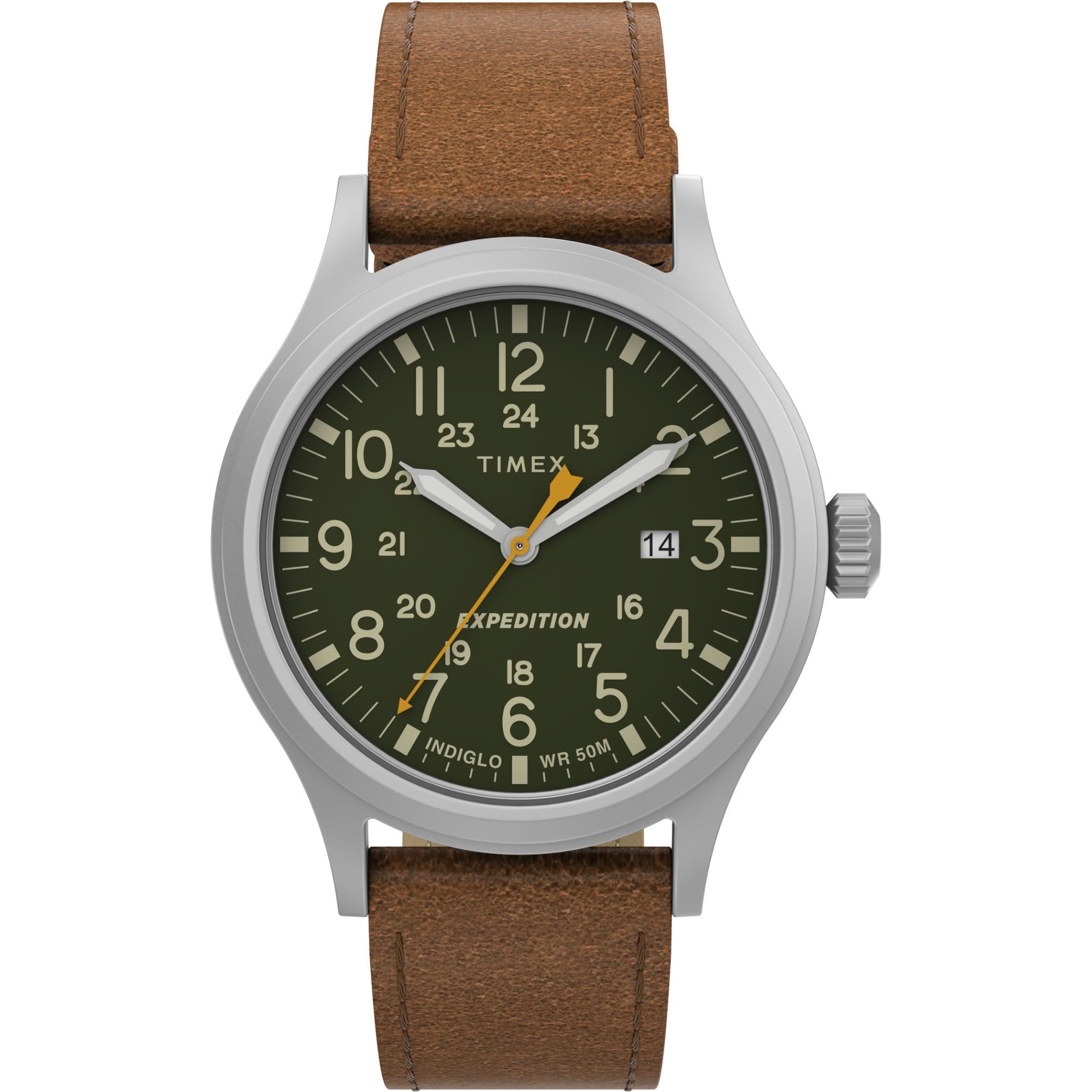 Timex Expedition Green Dial Brown Leather Strap Men’s Watch TW4B23000