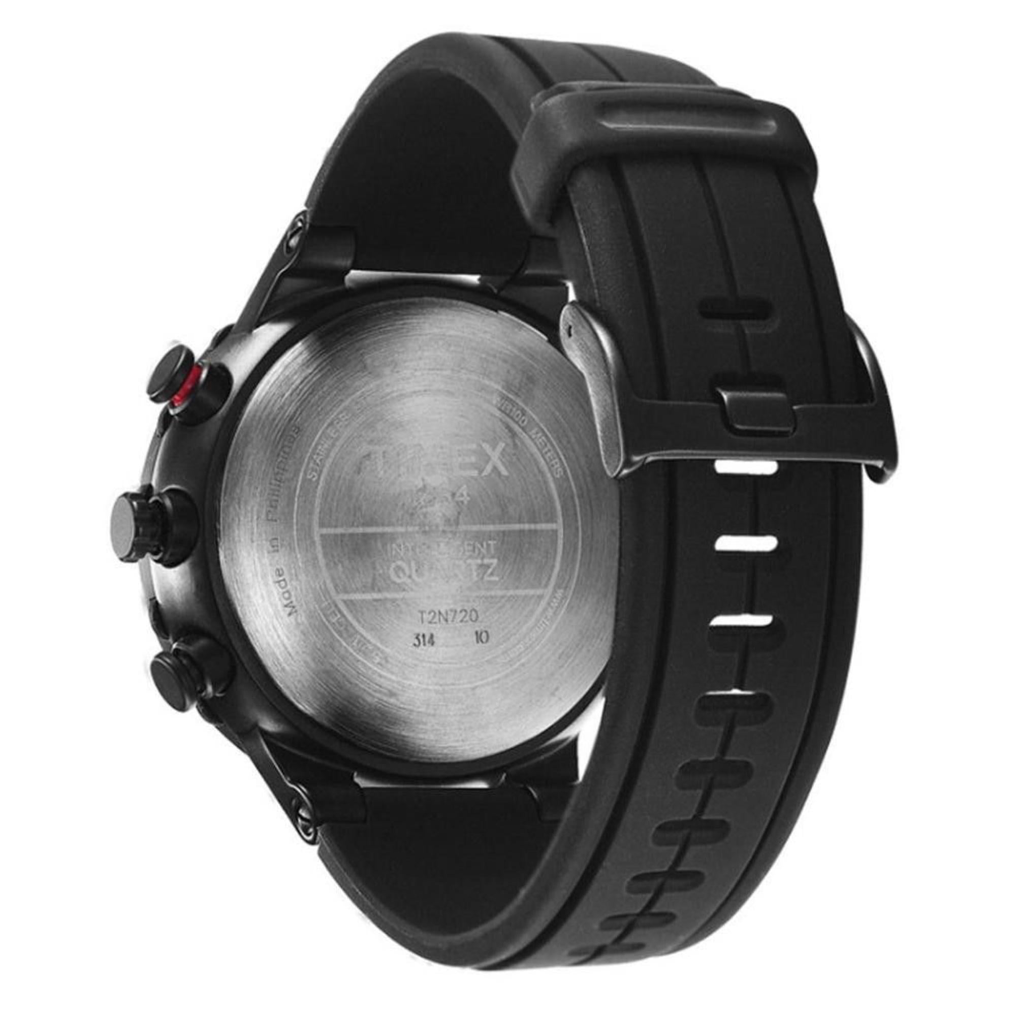 Timex IQ Tide Temp Compass Black Dial Rubber Strap Men’s Watch T2N720