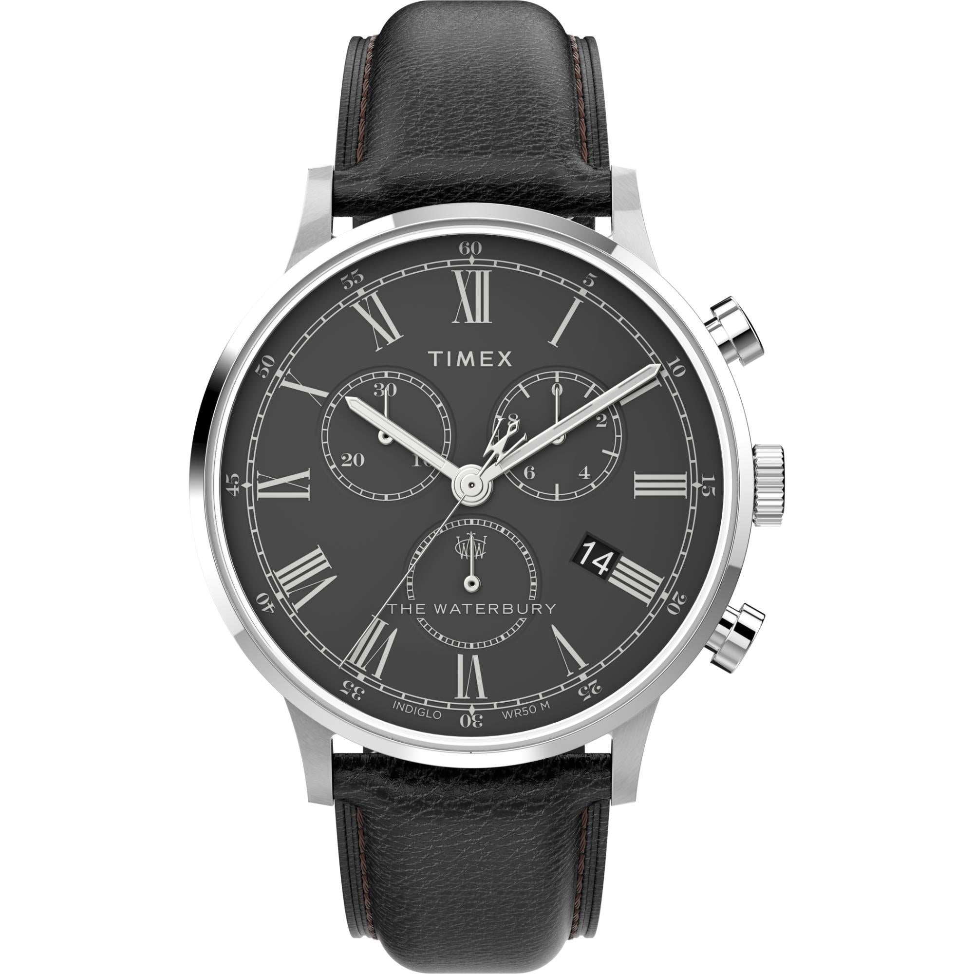 Timex Waterbury Classic Black Dial Leather Strap Men’s Watch TW2U88300