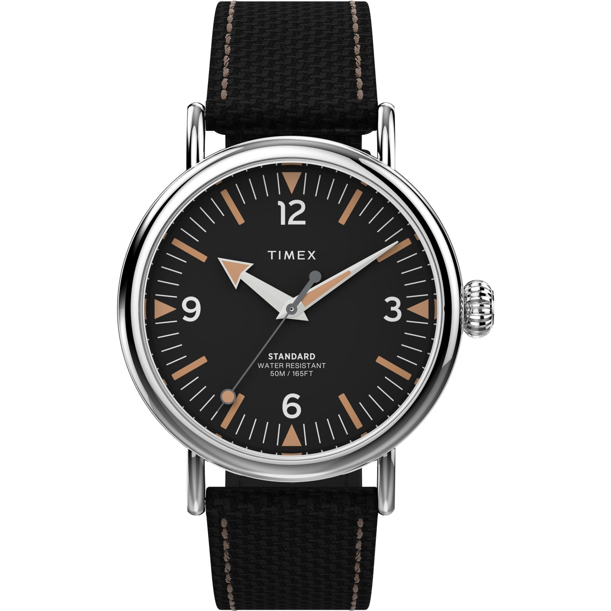 Timex Waterbury Standard Black Dial Fabric Leather Strap Men’s Watch TW2V44000