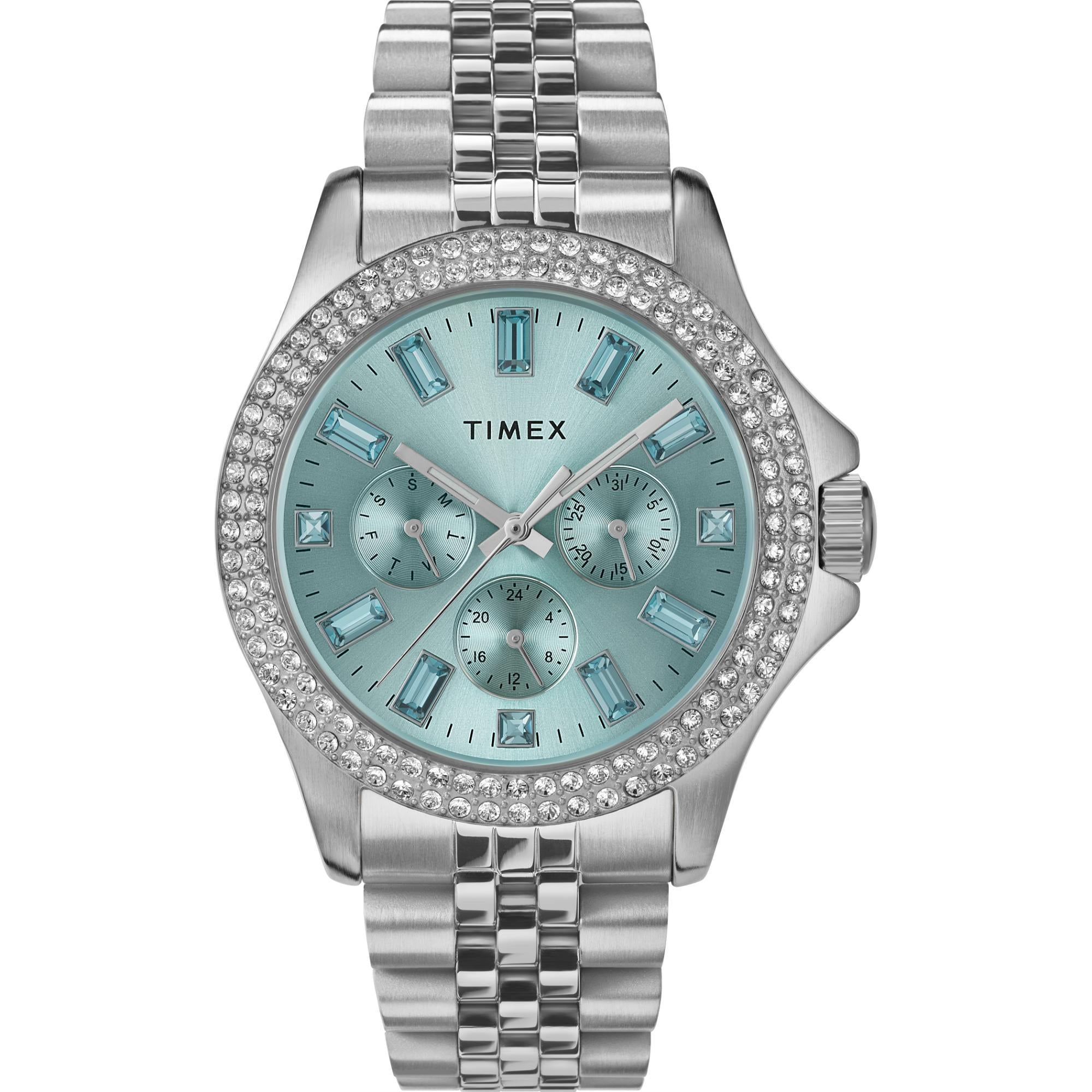Timex Kaia Multifunction Silver-Tone Crystal Accent Blue Dial Women’s Watch TW2V79600