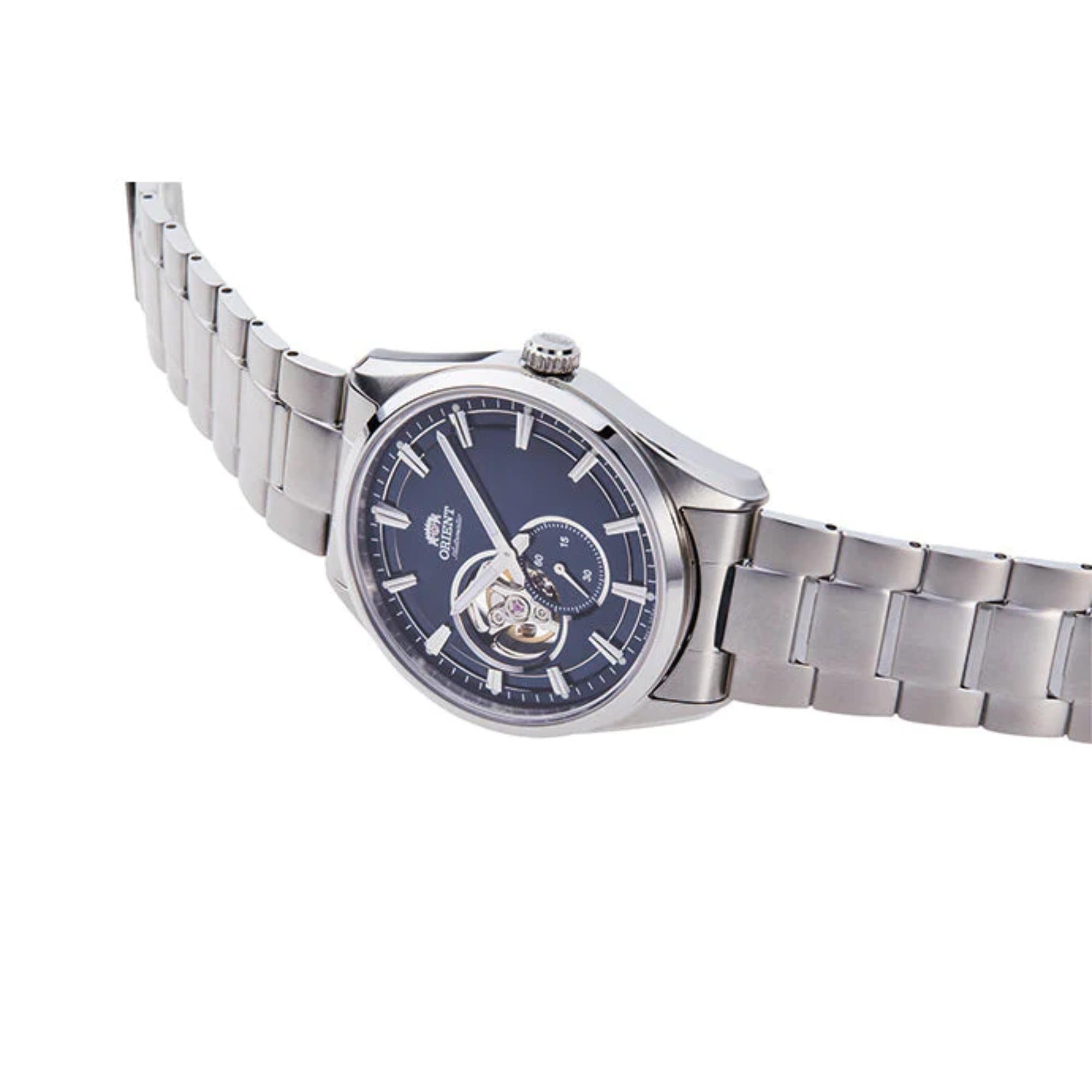 Orient Stretto 40.8mm Semi Skeleton Blue Dial Steel Mens Automatic Watch RA-AR0003L30B