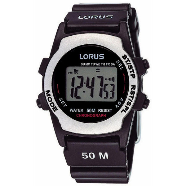 Lorus Digital Sports Black Resin Strap Men’s Watch R2361AX9