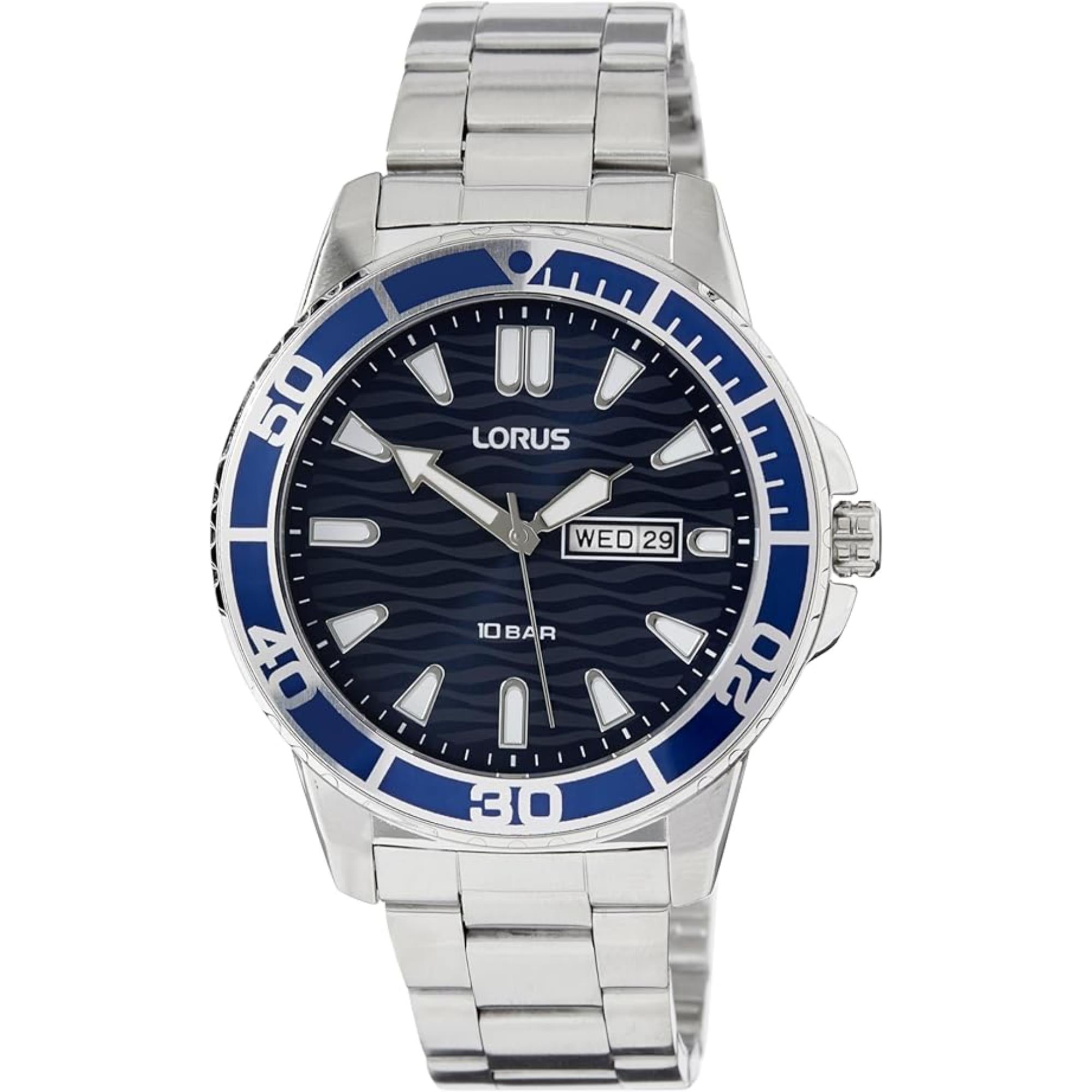 Lorus Blue Dial Stainless Steel Strap Men's Watch RH357AX9