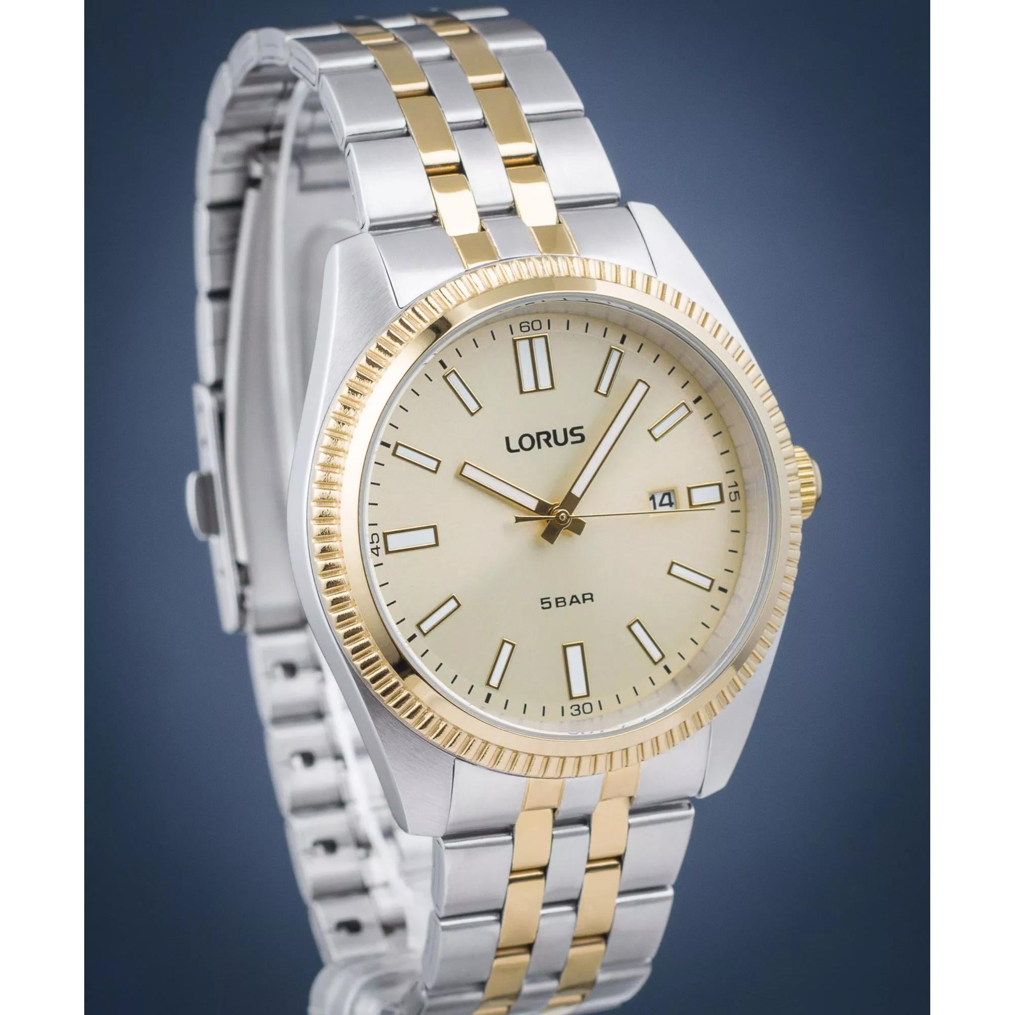 Lorus Quartz Gents Two-Tone Gold Dial Men's Watch RH972QX9