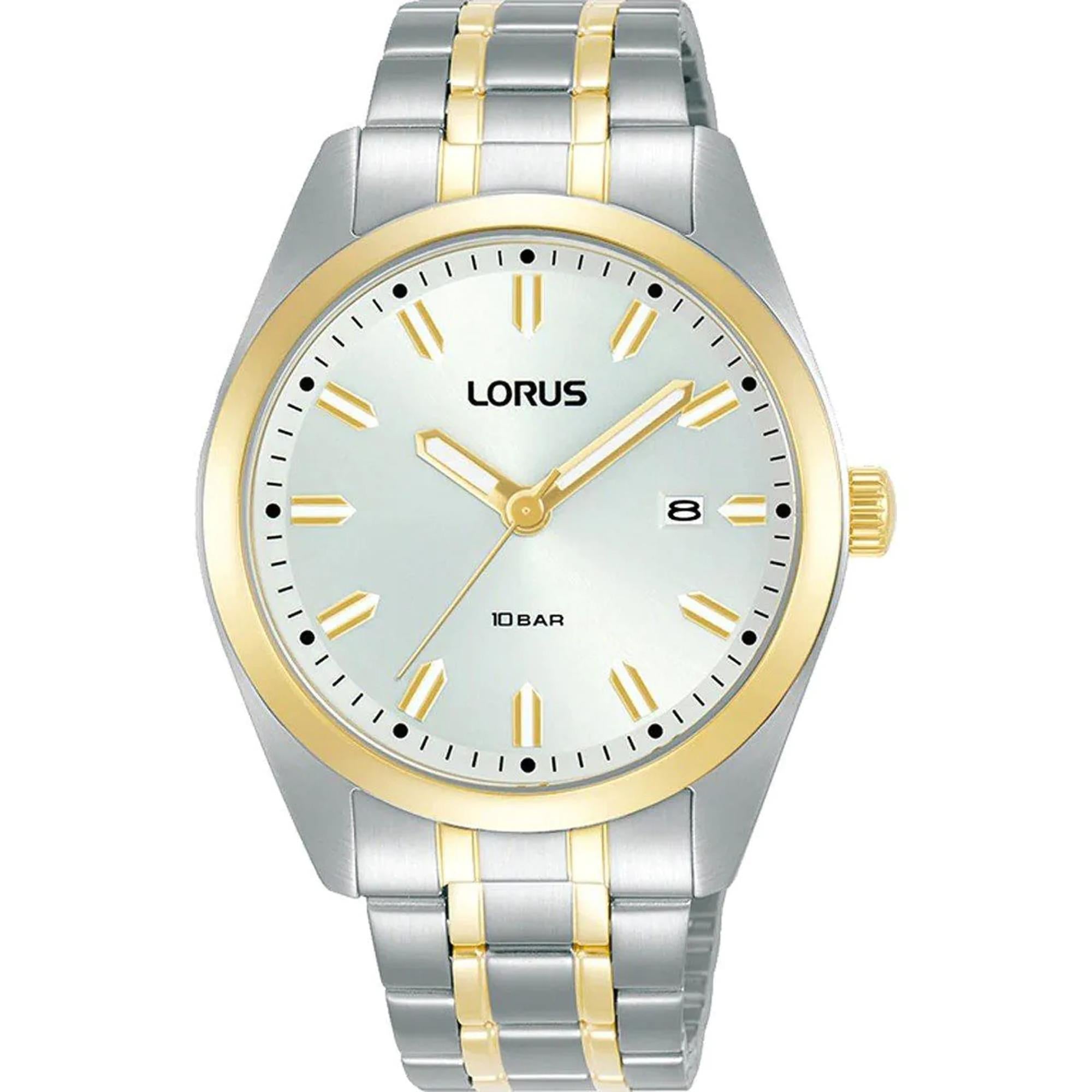 Lorus Sports Date Silver Dial Two-Tone Stainless Steel Strap Men's Watch RH978PX9