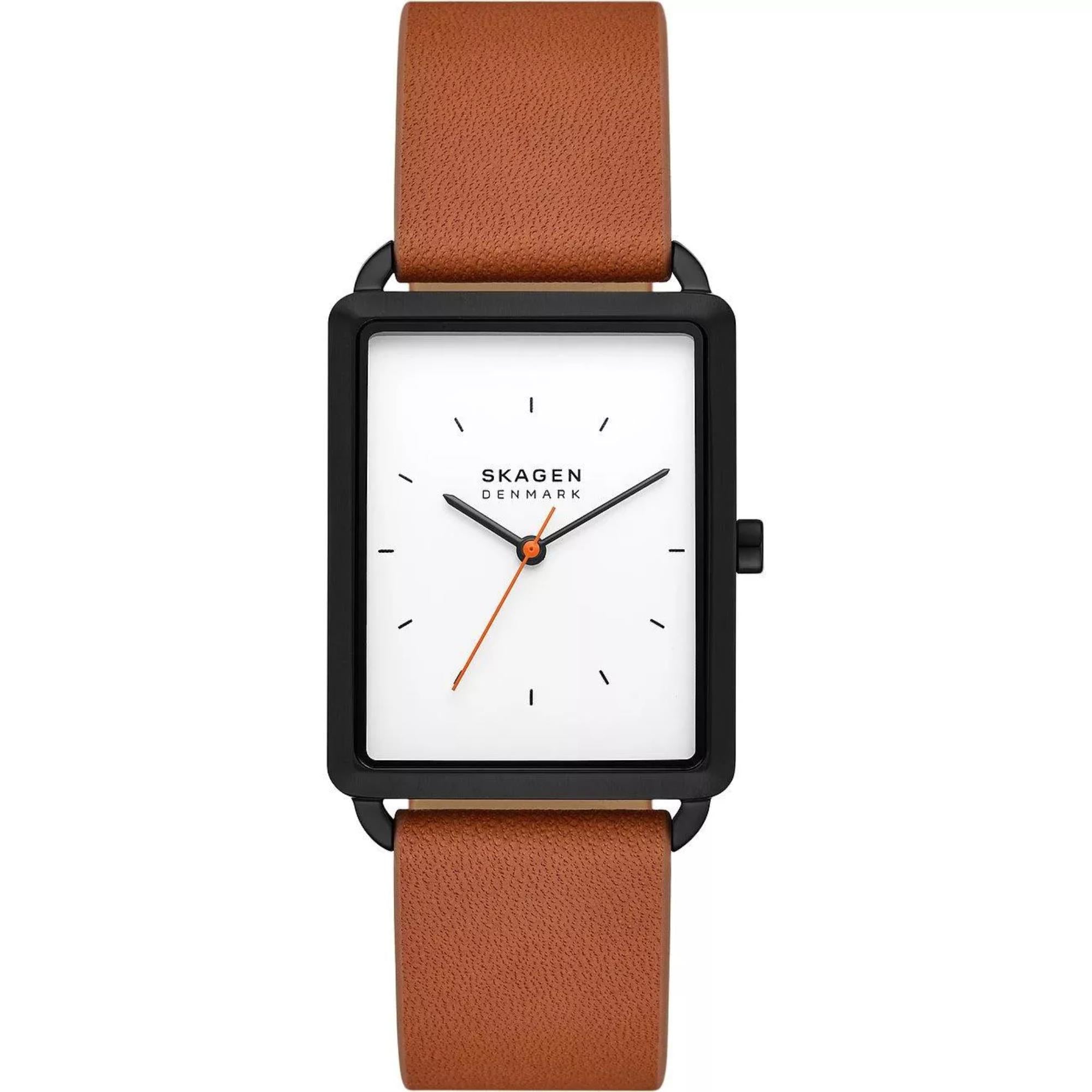 Skagen Hagen Brown Leather Strap White Dial Men’s Watch SKW6929